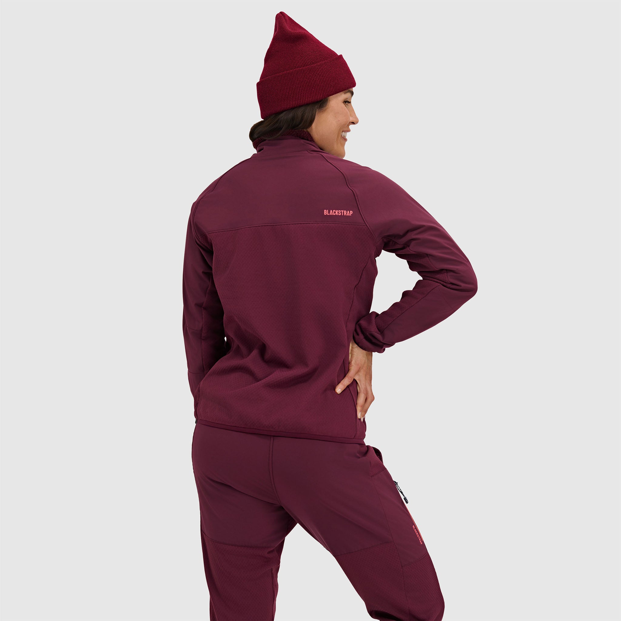 BlackStrap Women's Tribrid Grid Fleece Half Snap Pullover #color_cherry