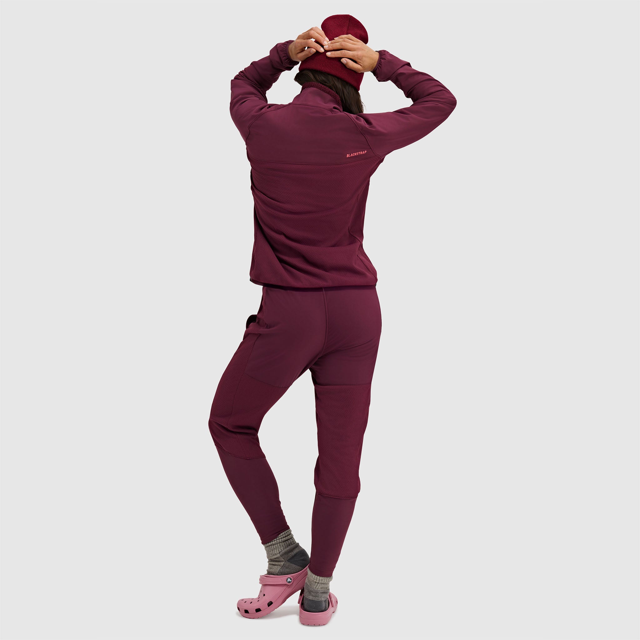 BlackStrap Women's Tribrid Grid Fleece Half Snap Pullover #color_cherry