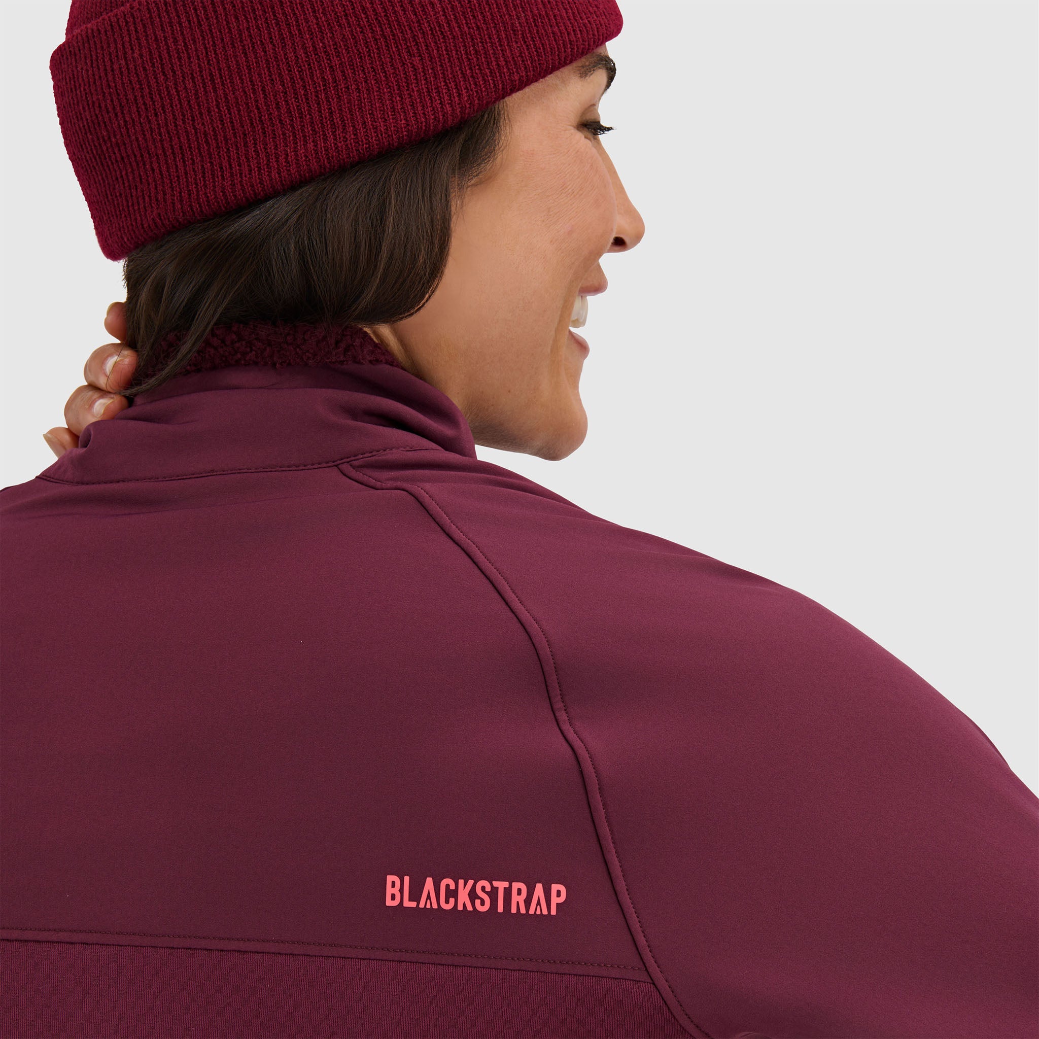 BlackStrap Women's Tribrid Grid Fleece Half Snap Pullover #color_cherry