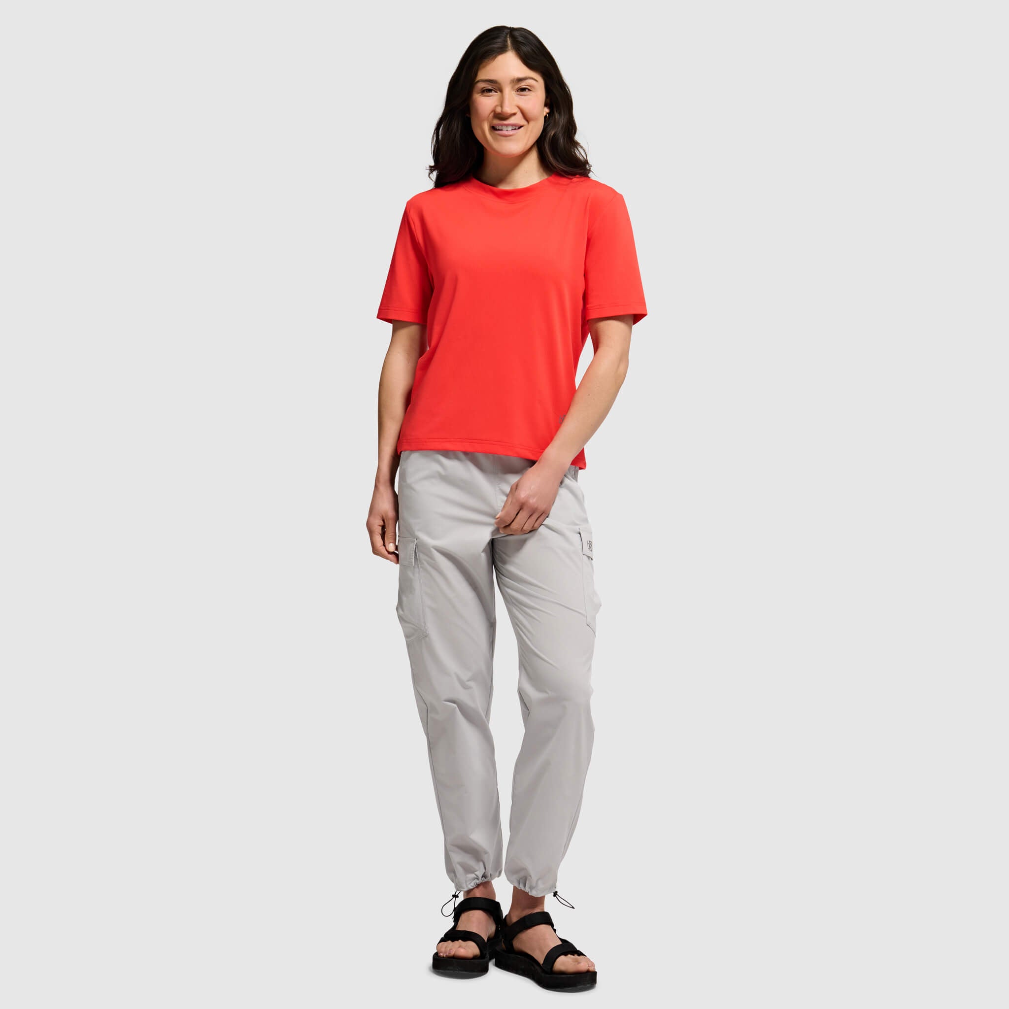 Women's Voyage Tee Shirt BlackStrap #color_poppy