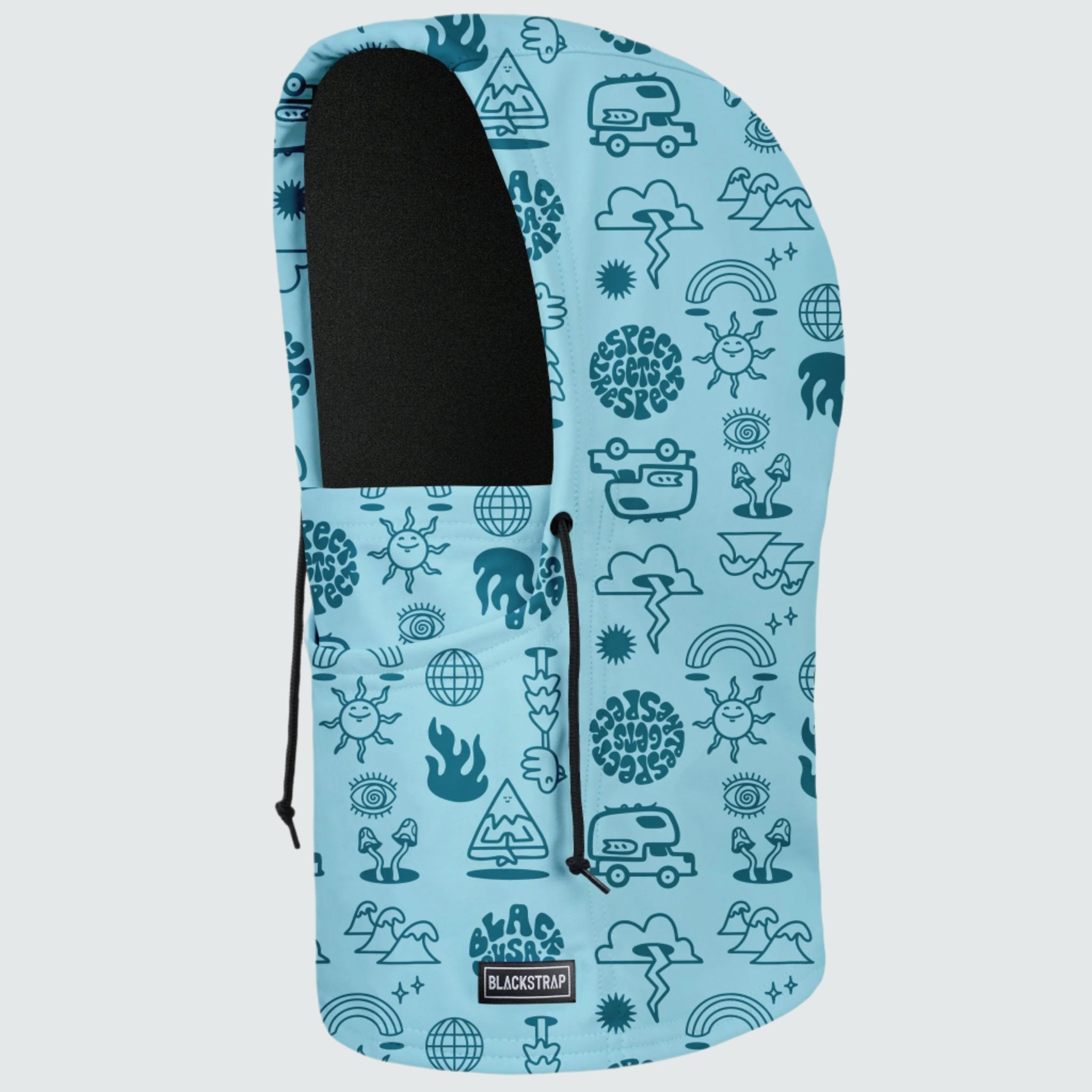 Camber Hood Adjustable Balaclava | Prints BlackStrap Respect Teal #color_respect teal