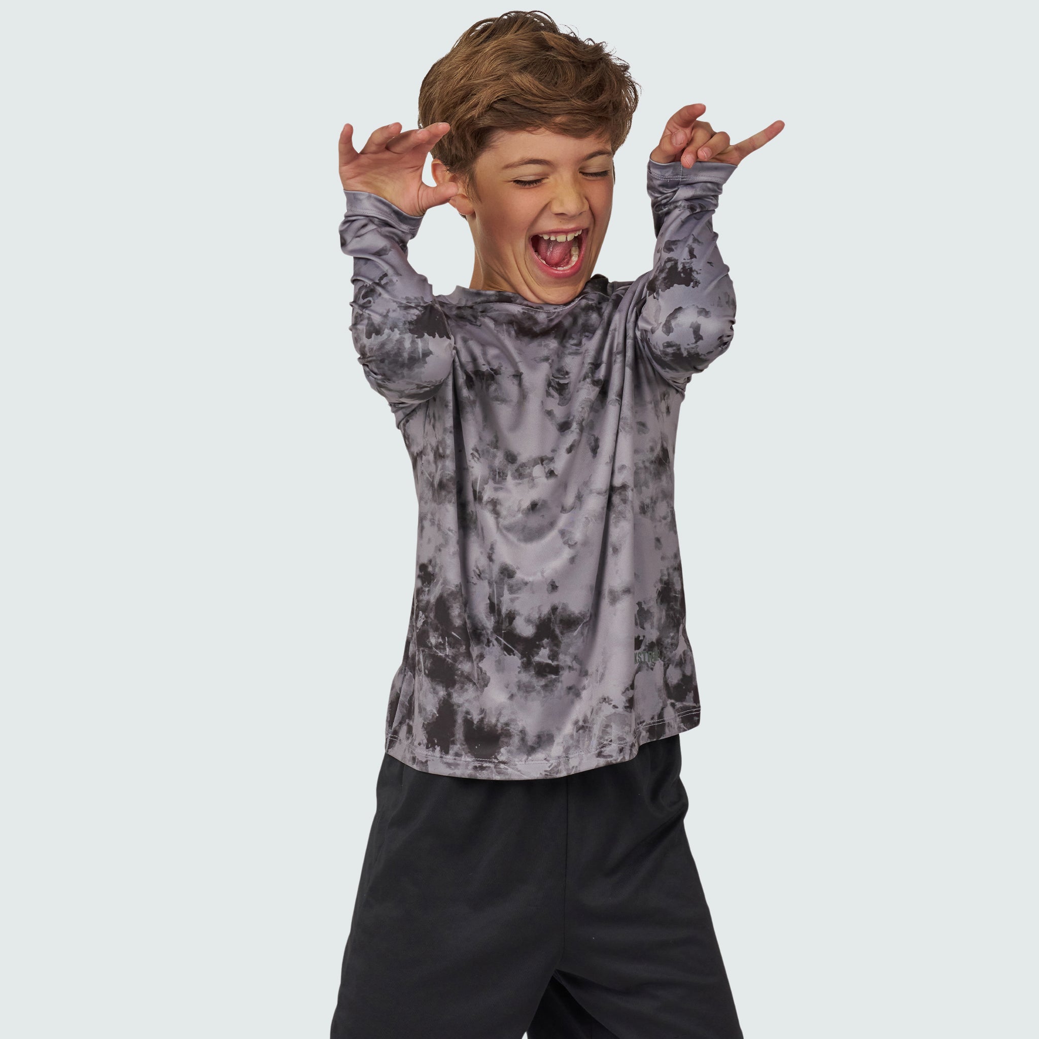 Kids' Brackish Crewneck Long Sleeve BlackStrap #color_tie dye smoldered