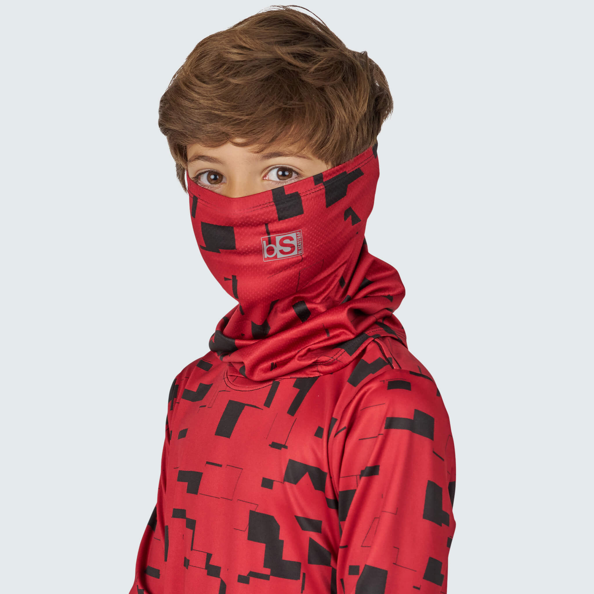 Kids' Daily Tube Neck Gaiter BlackStrap #color_blocks-scarlet