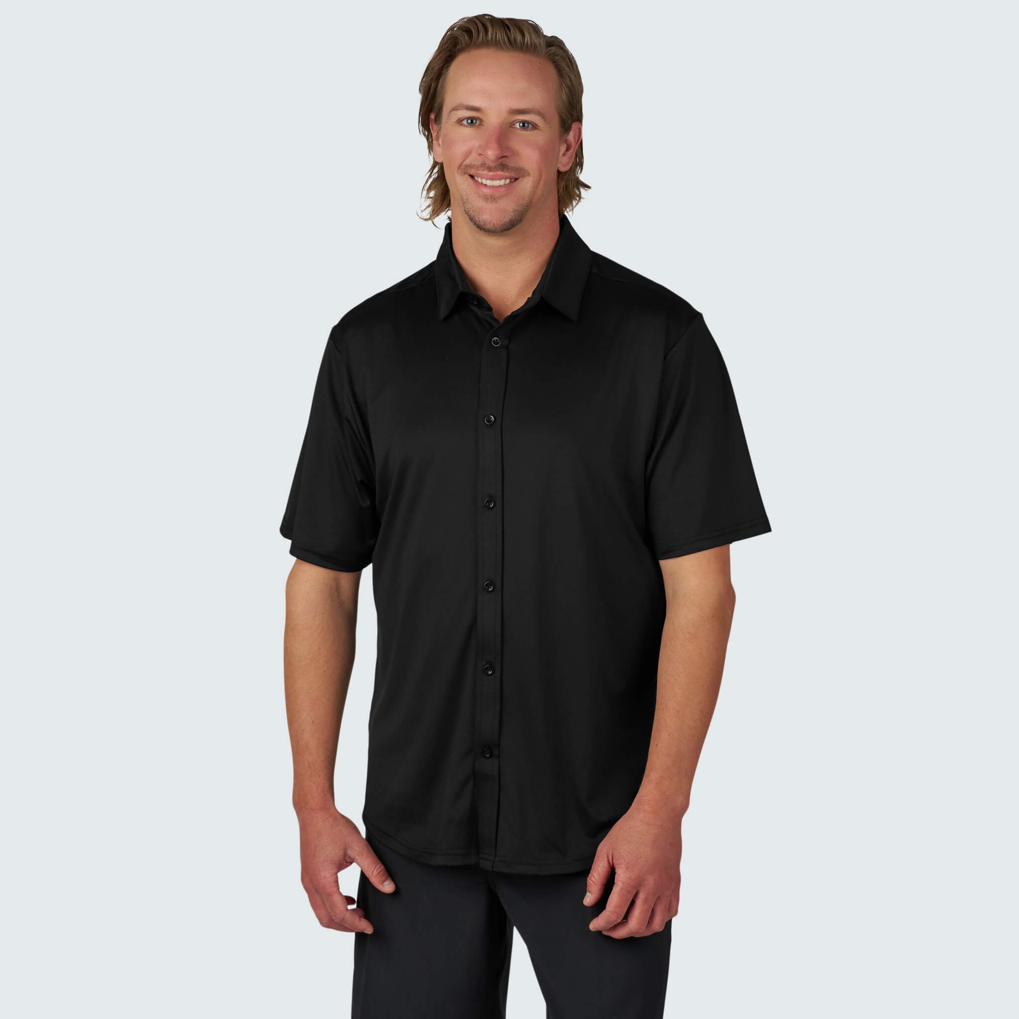 Men's Brackish Button Up BlackStrap #color_black