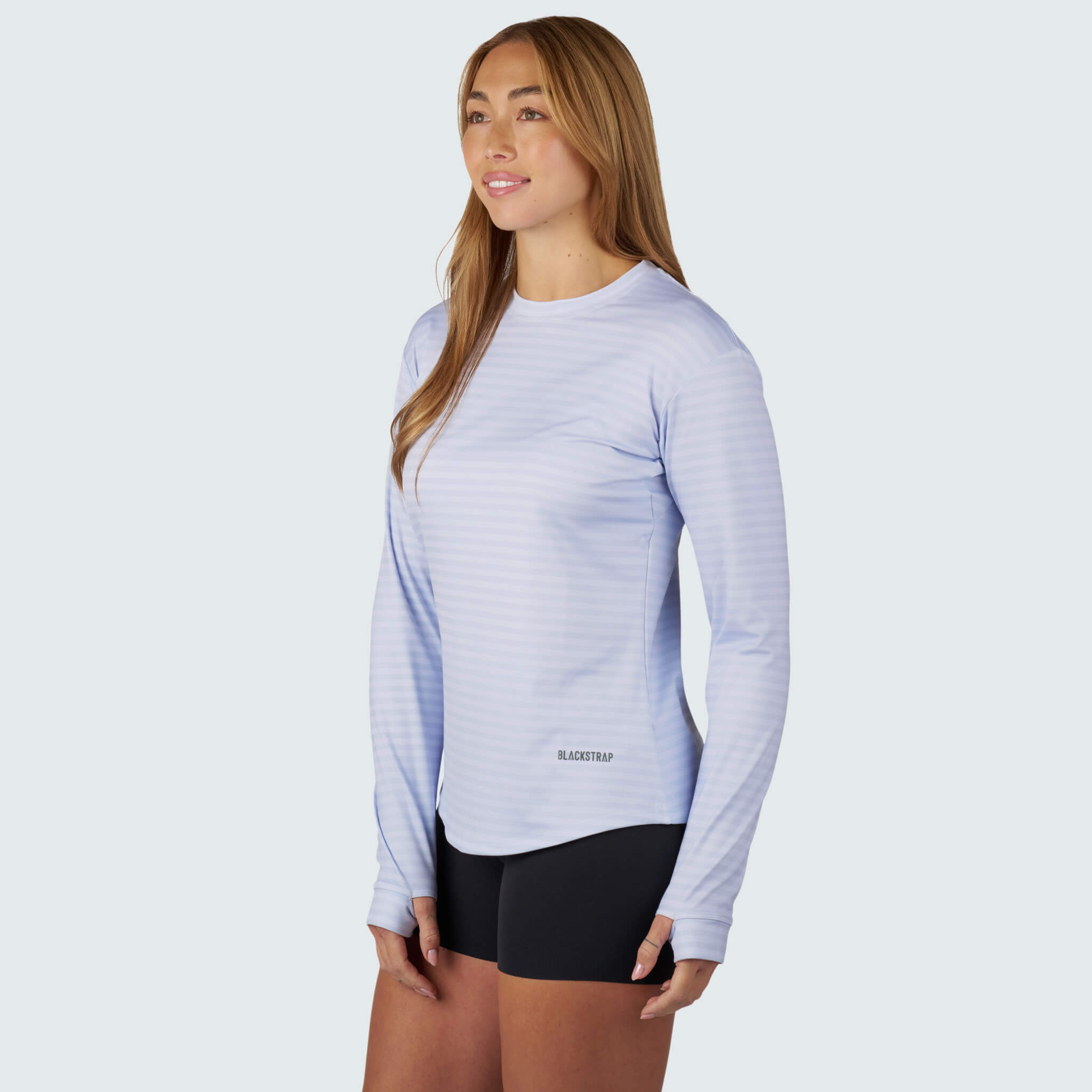 Women's Brackish Crewneck Long Sleeve BlackStrap #color_stripes flax