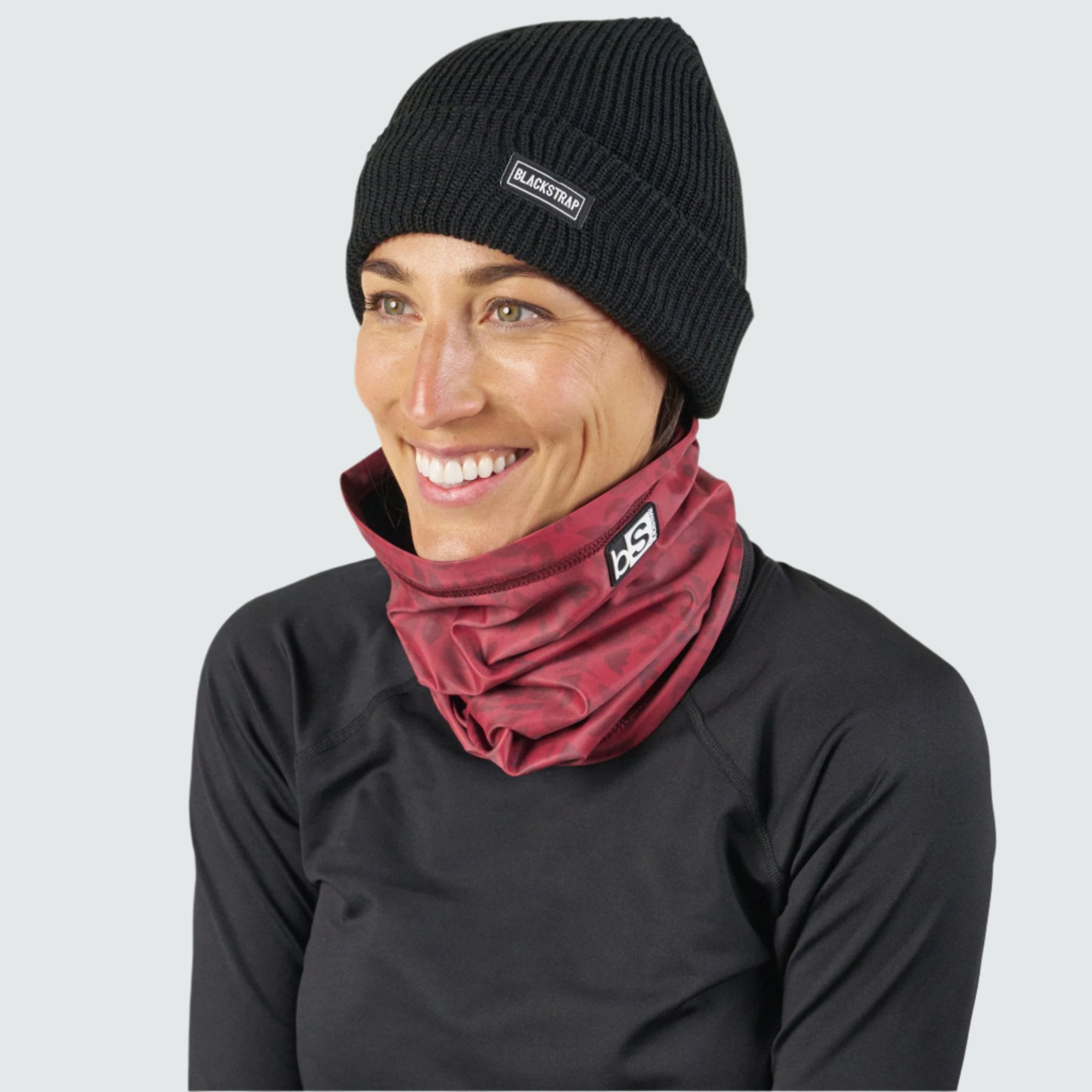 Dual Layer Tube Neck Warmer | Prints BlackStrap Springy Maroon #color_springy maroon