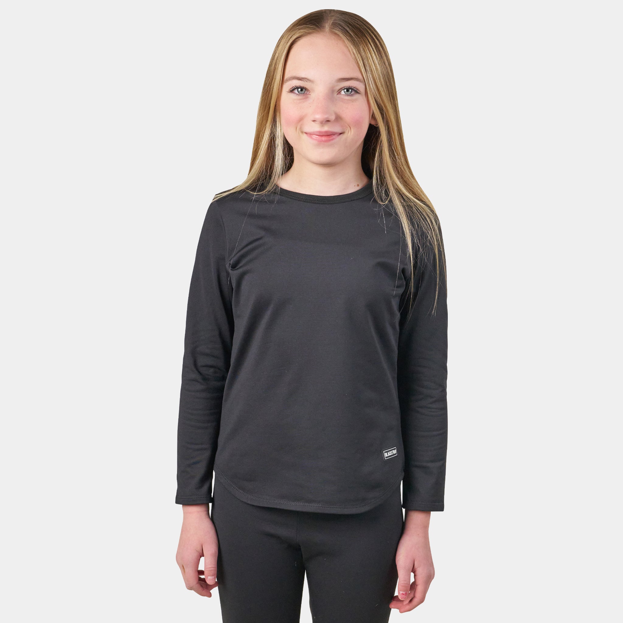 Big Kids' Evolver Crewneck Long Sleeve BlackStrap #color_black