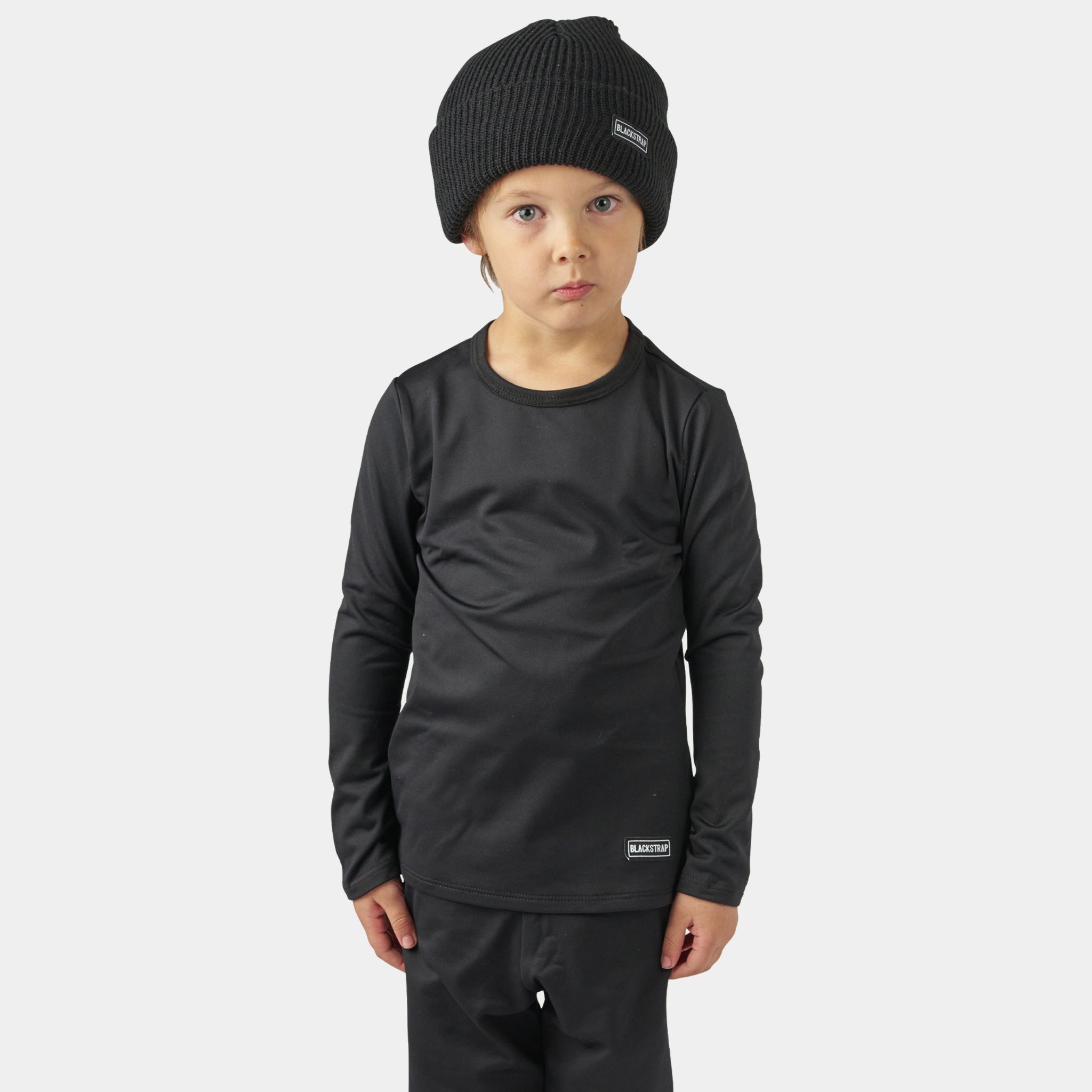 Kids' Little Pine Crewneck Long Sleeve BlackStrap #color_black