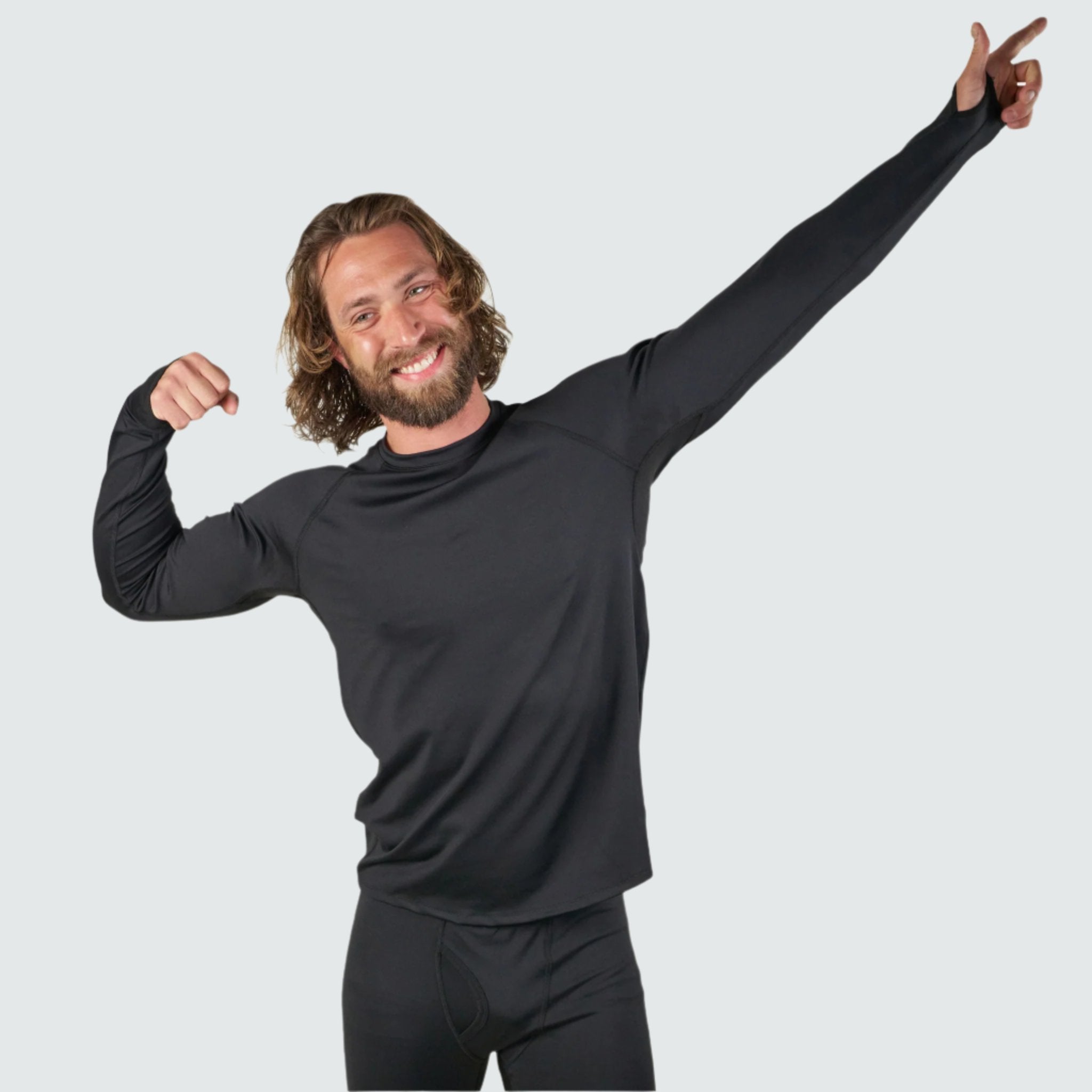 Men's Summit Base Layer Crewneck BlackStrap #color_black