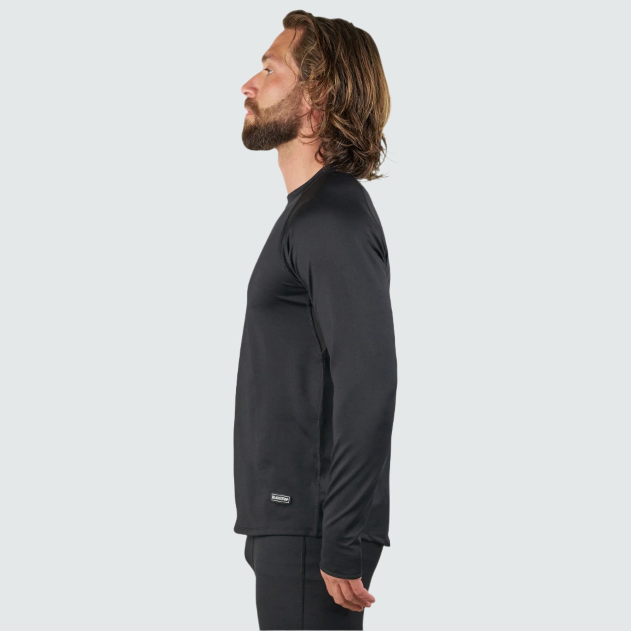 Men's Summit Base Layer Crewneck BlackStrap #color_black