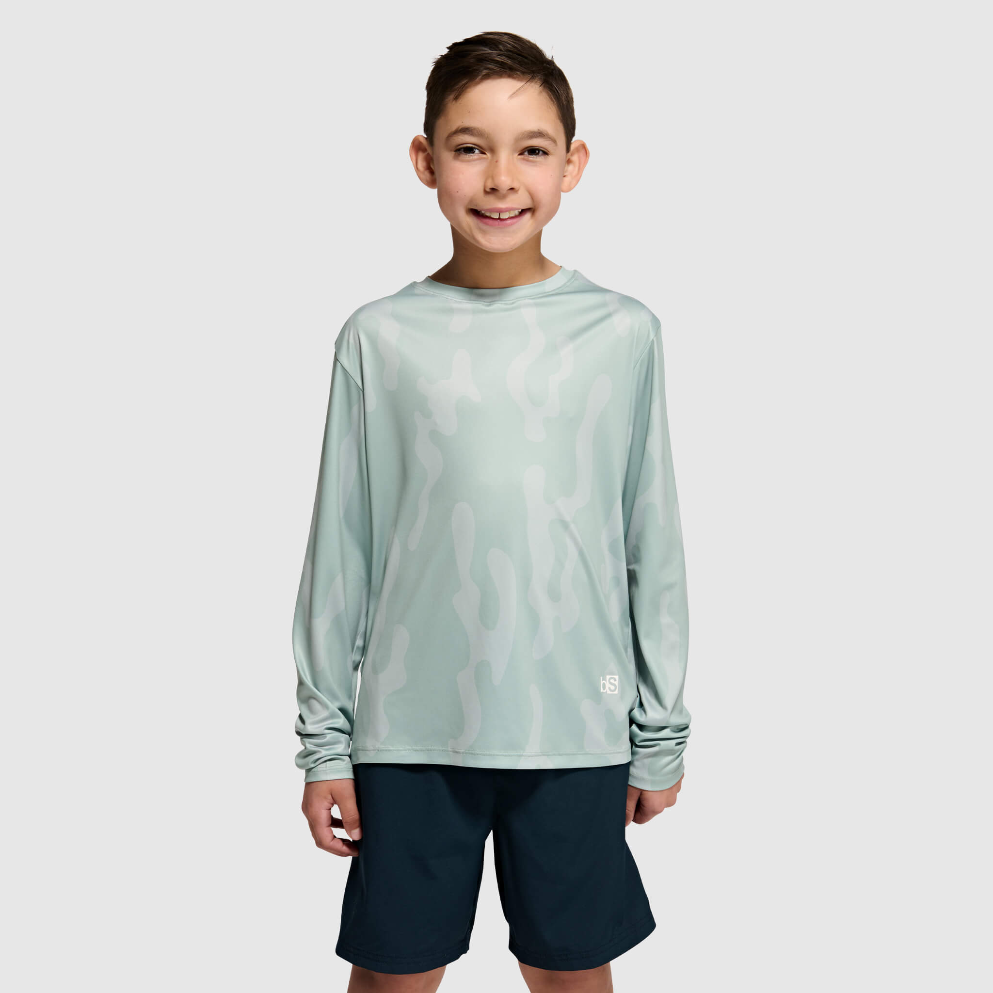 Big Kids' Brackish Crewneck Long Sleeve BlackStrap #color_corally spruce