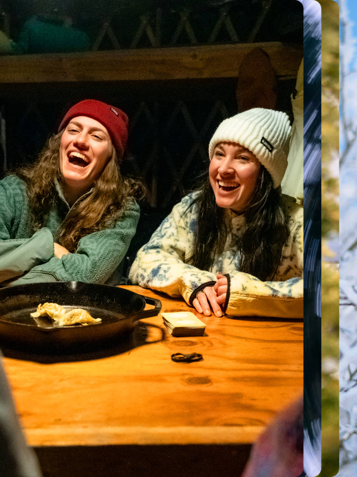 Blackstrap beanies being showcased as the perfect item to keep you comfortable with friends.