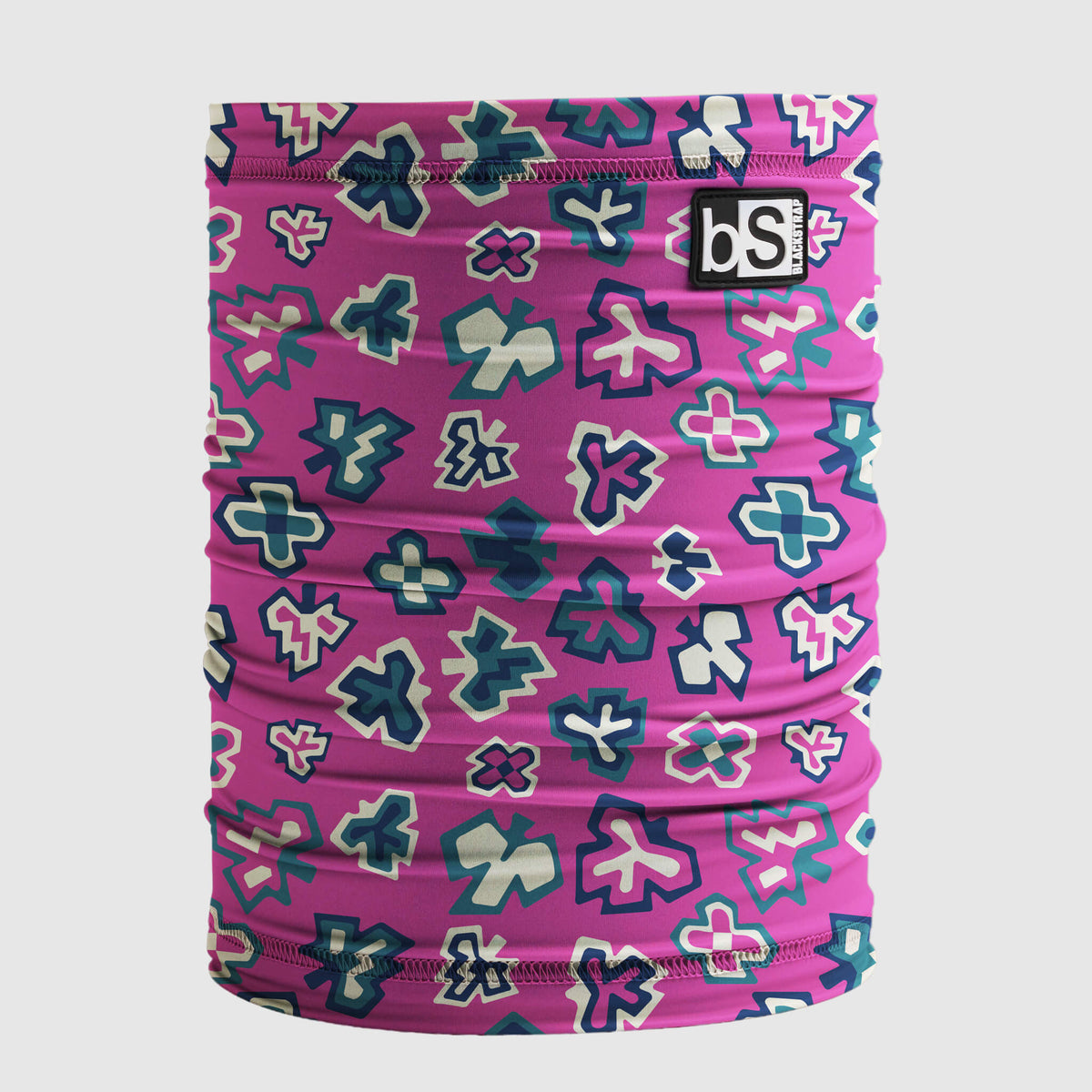 Kids' Dual Layer Tube Neck Warmer | Prints BlackStrap #color_geopetal-begonia
