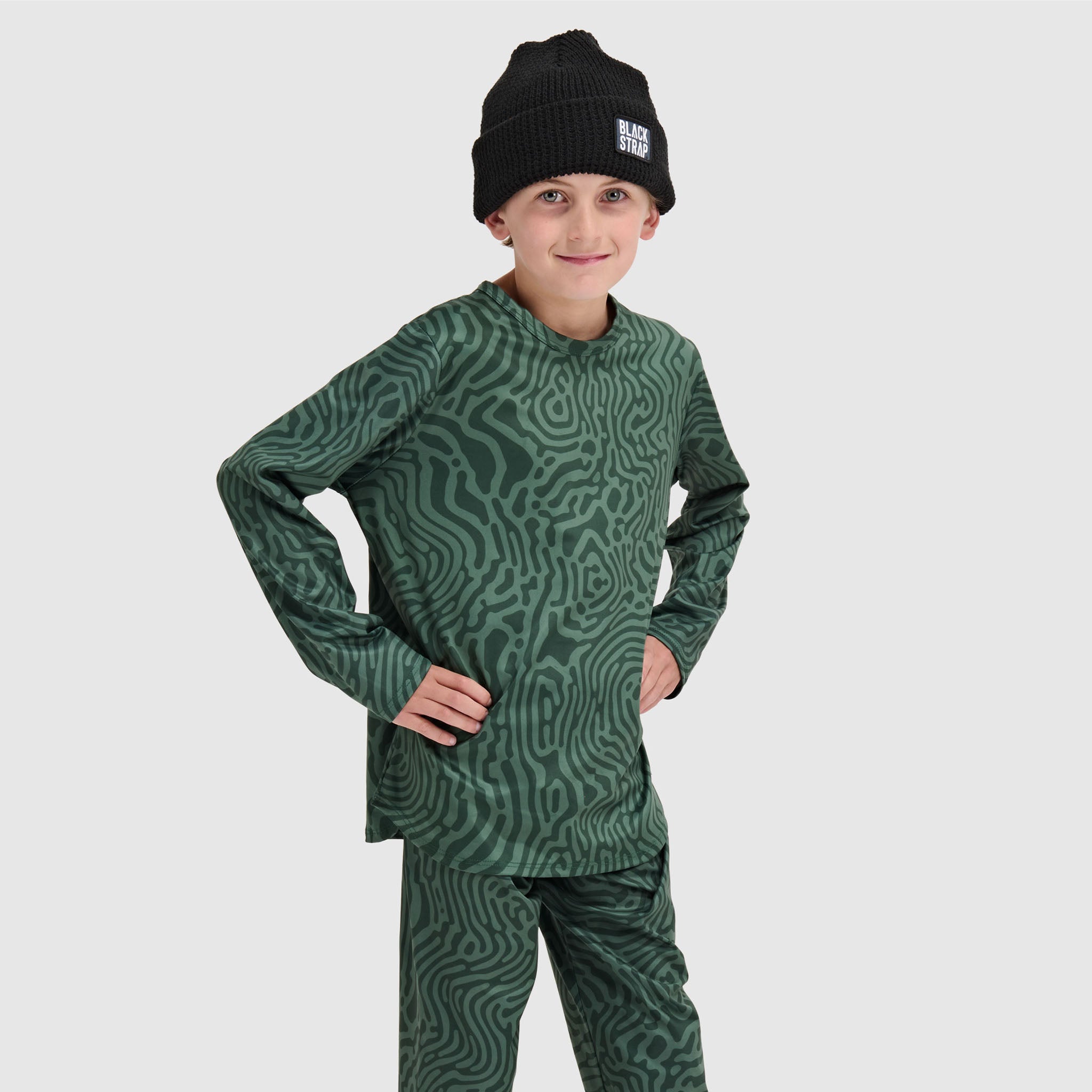 Big Kids' Evolver Crewneck Long Sleeve BlackStrap #color_inprint-obsidian