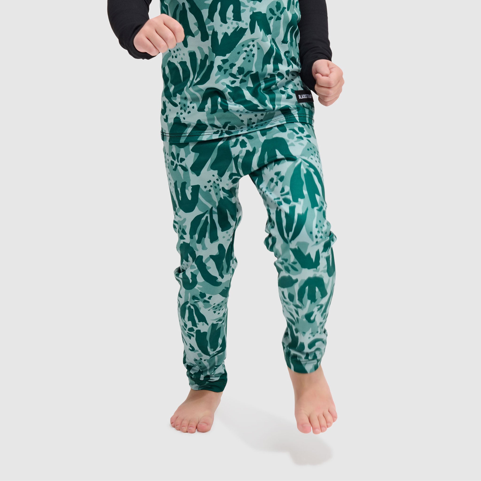 Kids' Little Pine Baselayer Pant BlackStrap #color_tracked-evergreen