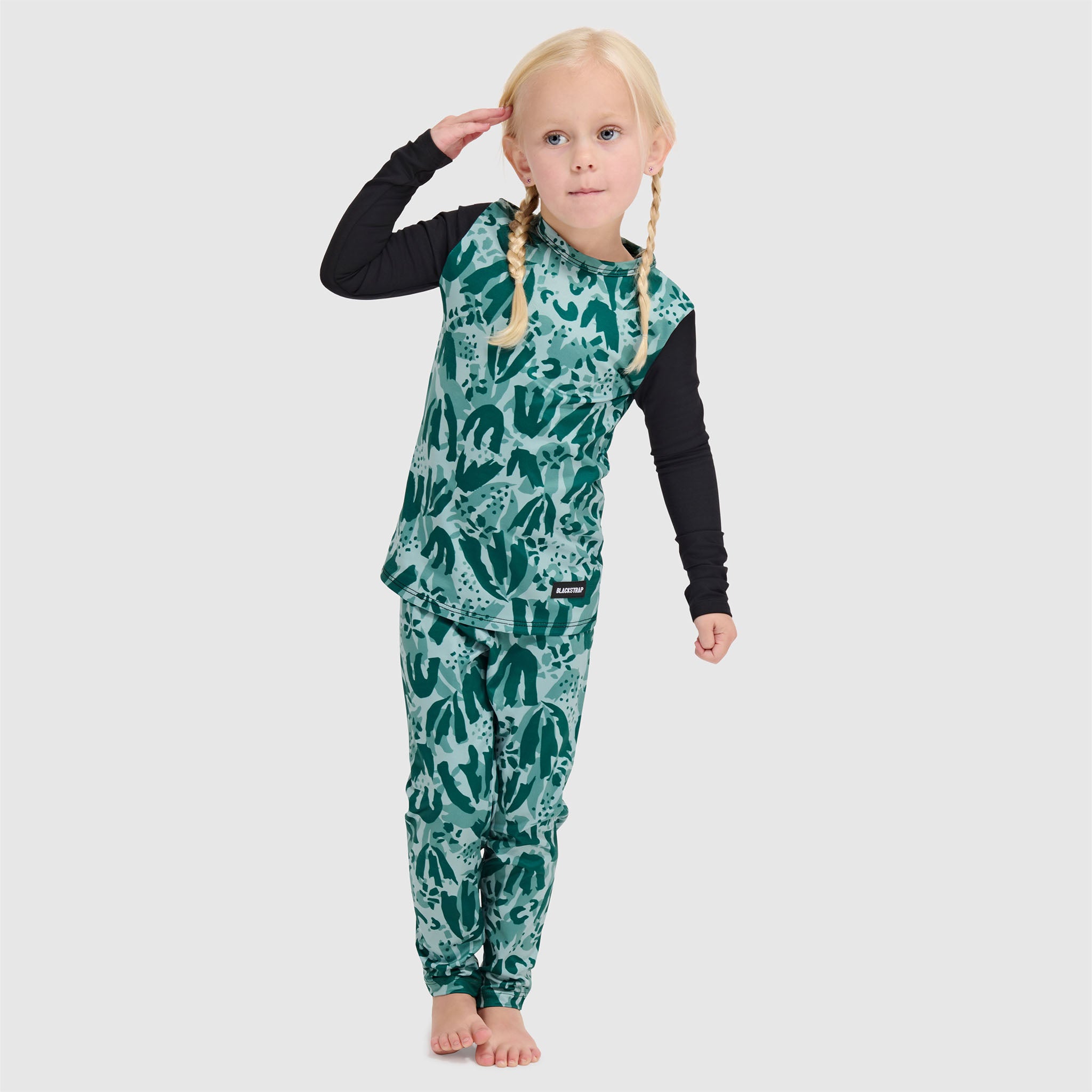 Kids' Little Pine Baselayer Pant BlackStrap #color_tracked-evergreen