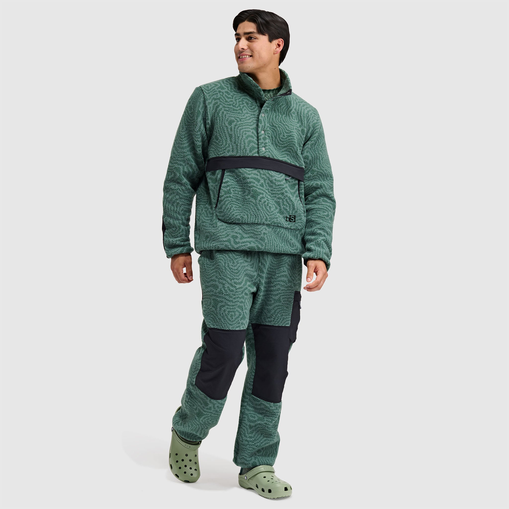 BlackStrap Mens Caldera Sherpa Fleece Half Snap #color_inprint-obsidian