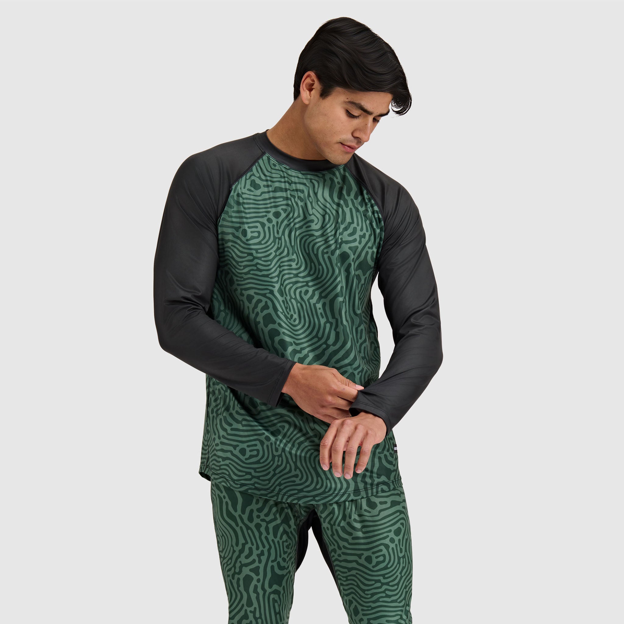 Men's Skyliner All-Season Base Layer Crewneck BlackStrap #color_inprint-obsidian