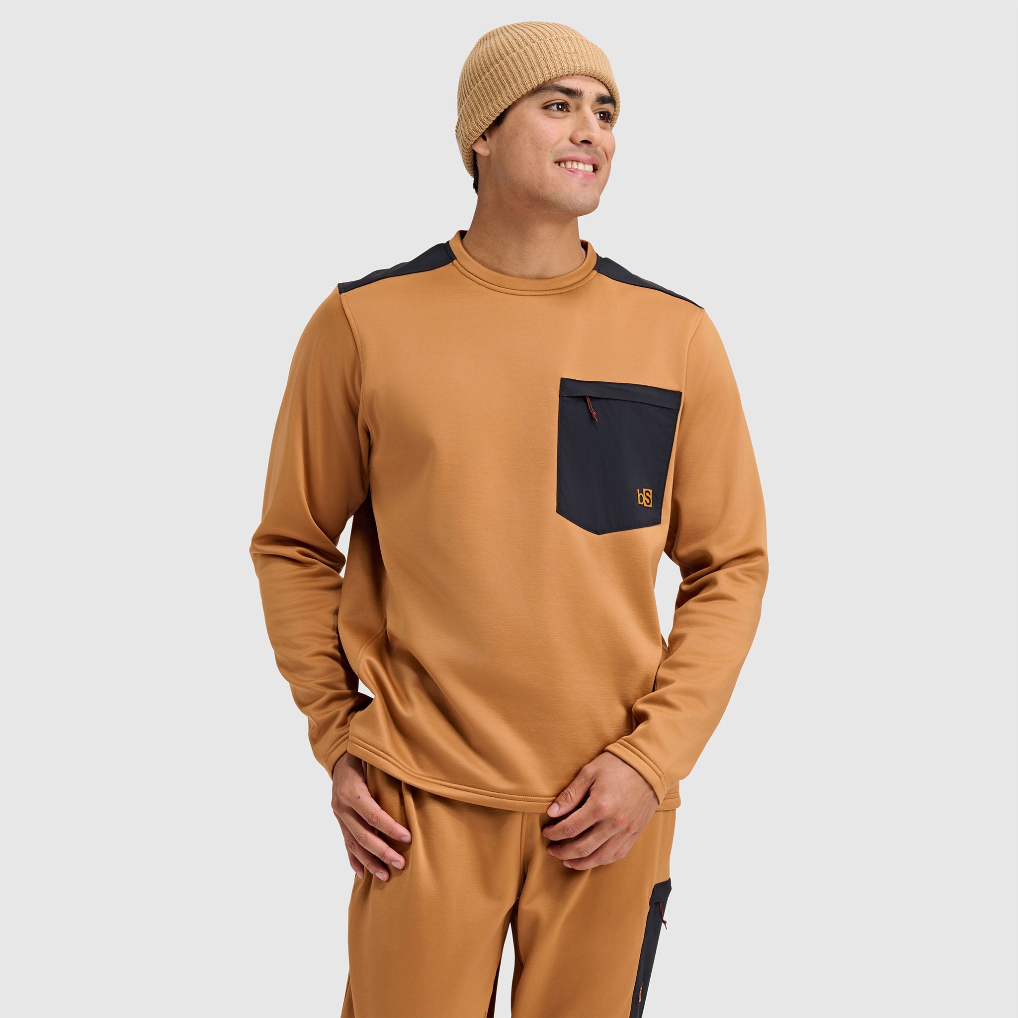 Mens Spectrum Fleece Pullover Crew #color_fossil