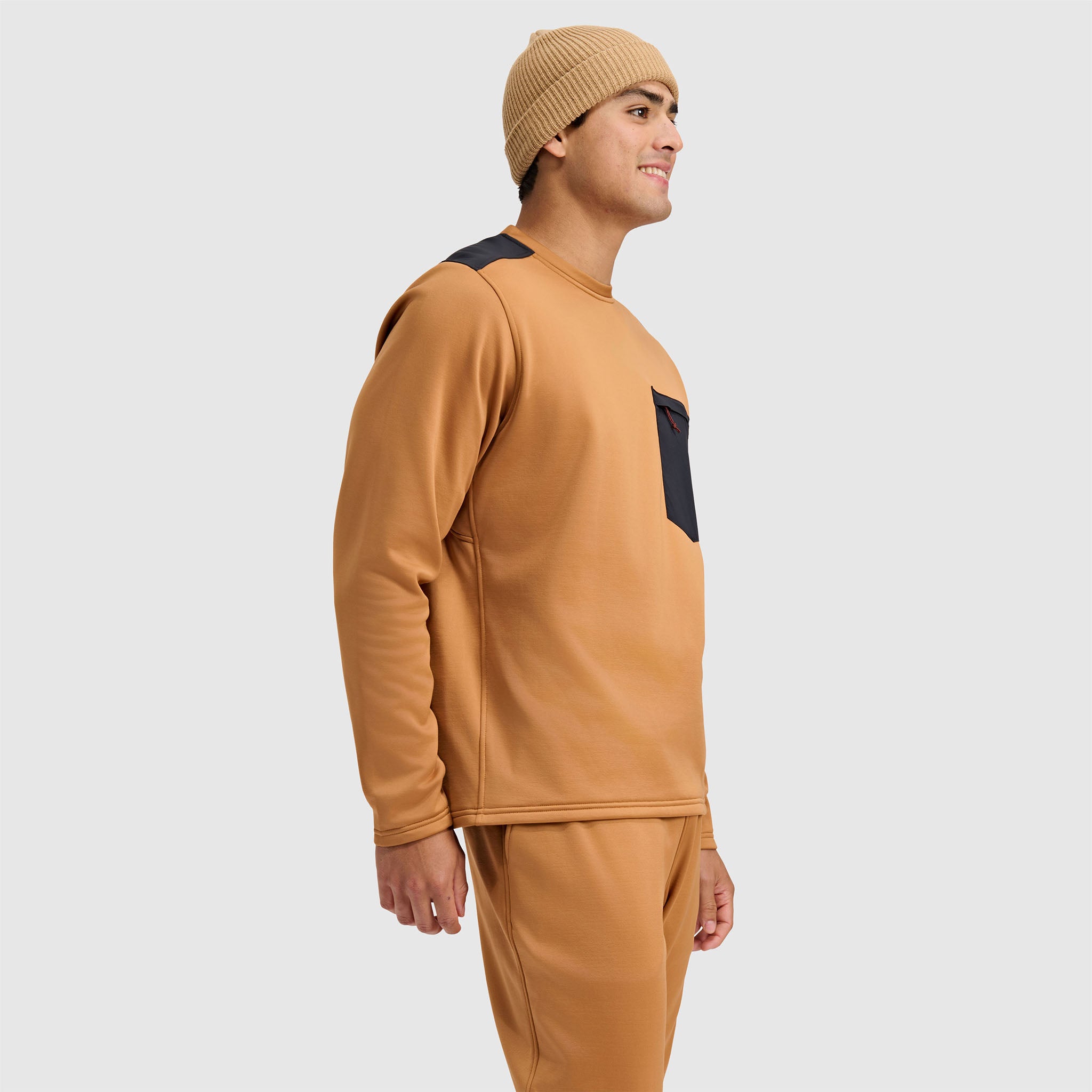 Mens Spectrum Fleece Pullover Crew #color_fossil