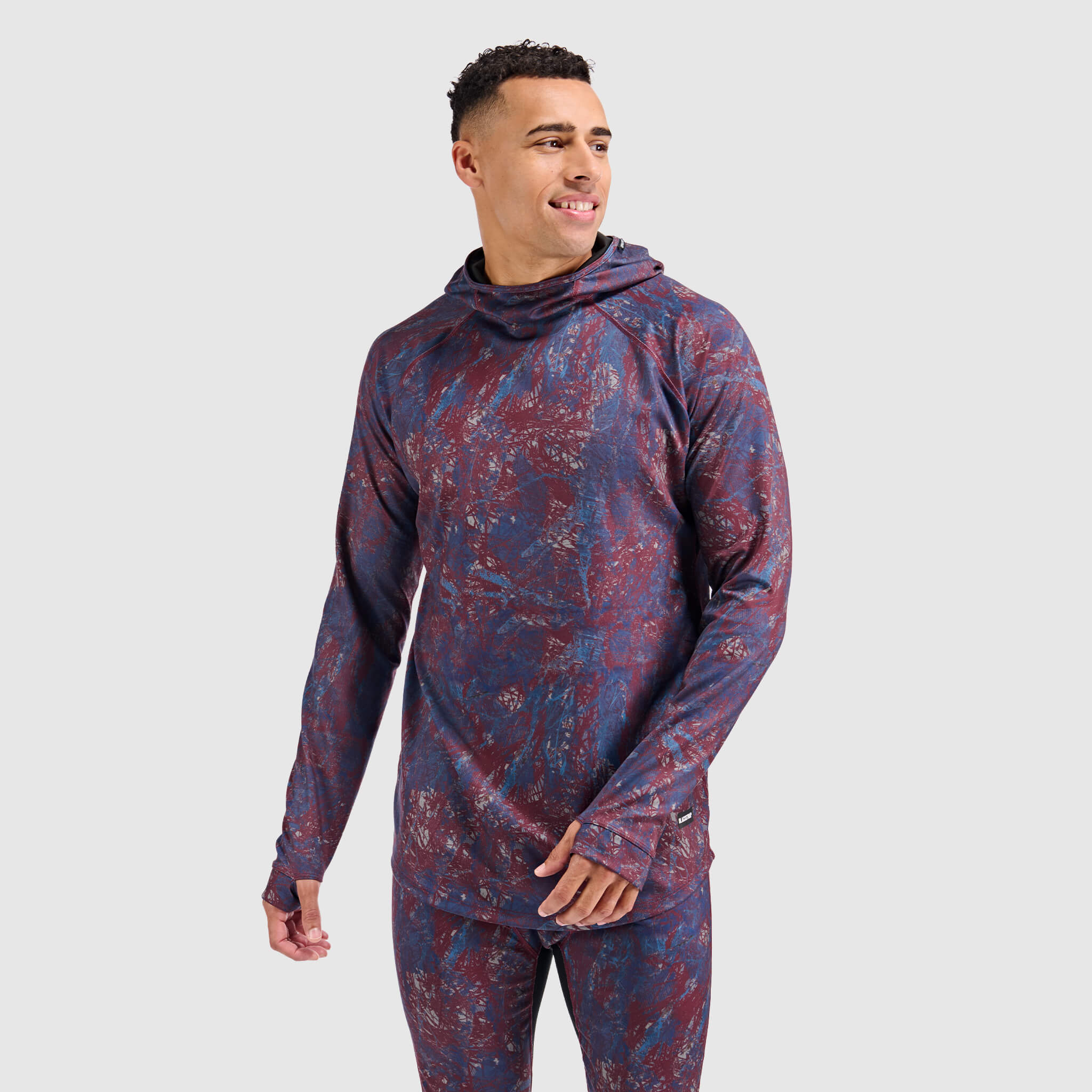 Men's Summit Base Layer Hoodie BlackStrap #color_pulse-cherry