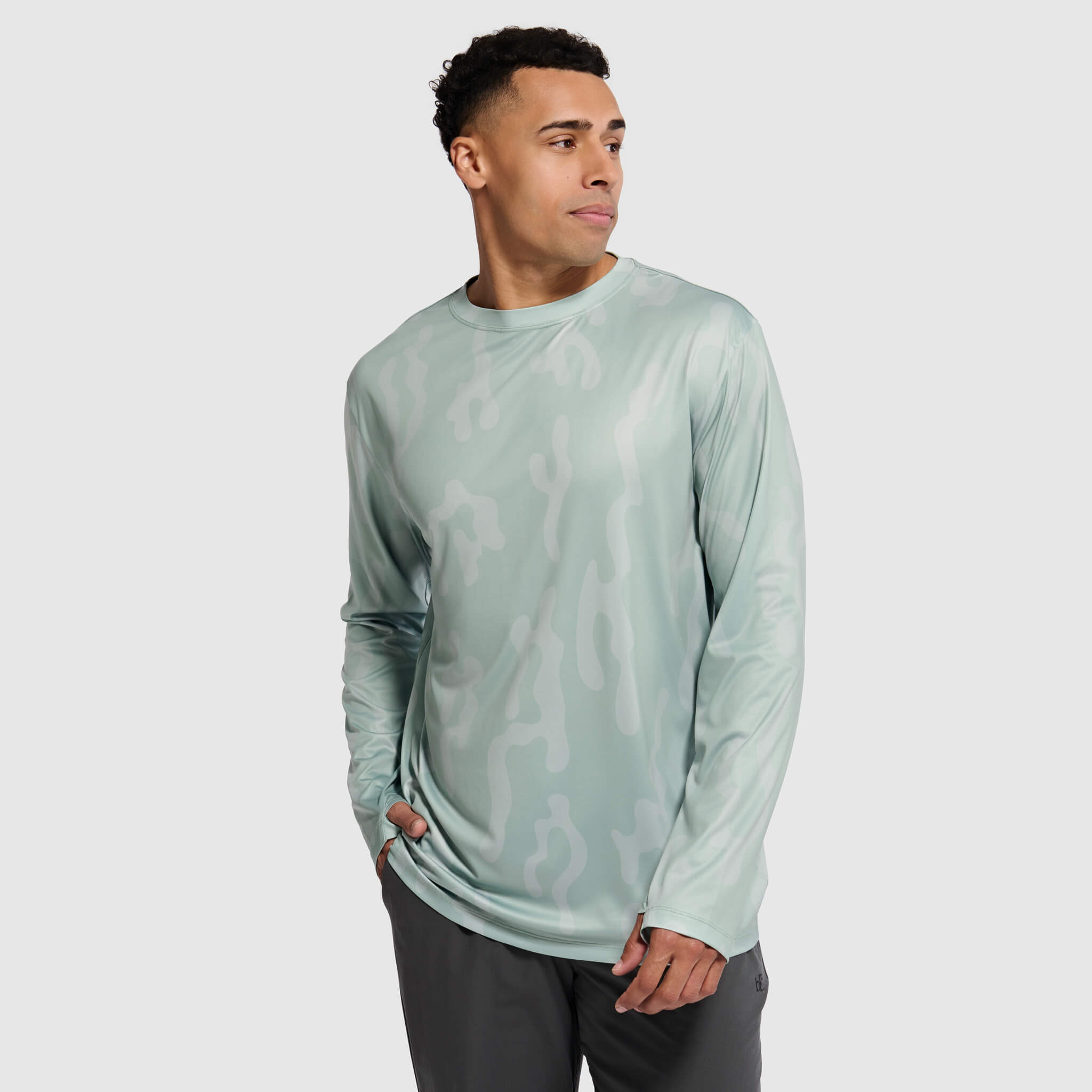 Men's Brackish Crewneck Long Sleeve BlackStrap #color_corally spruce