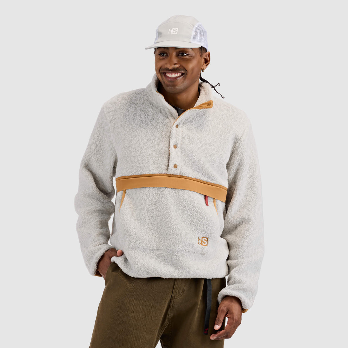 BlackStrap Mens Caldera Sherpa Fleece Half Snap #color_inprint ash