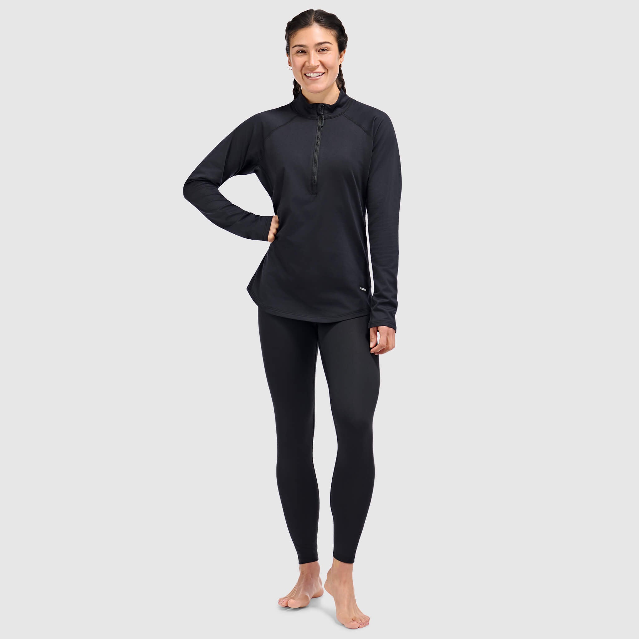 BlackStrap Womens Quarter Zip crewneck base layer top #color_black
