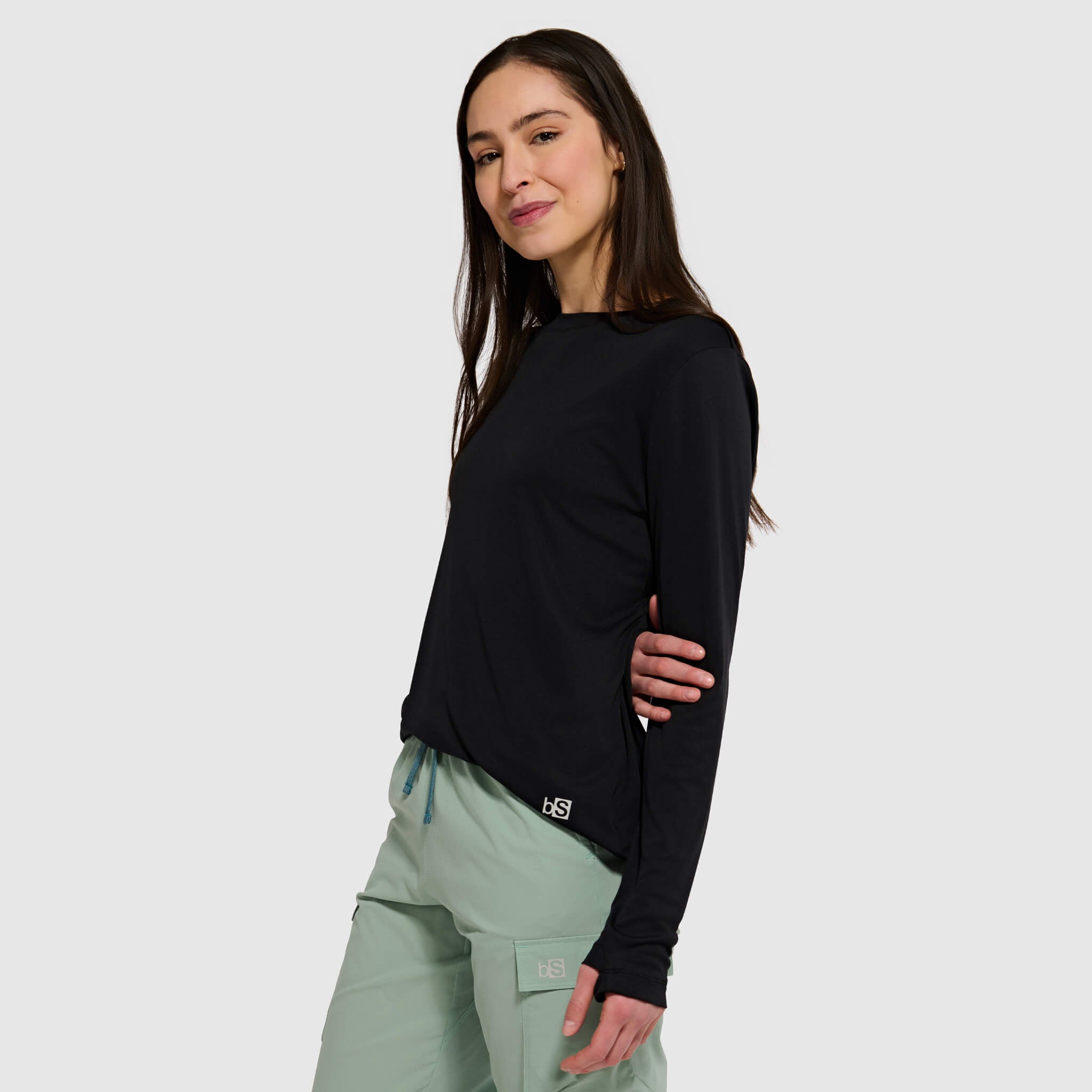 Women's Brackish Crewneck Long Sleeve BlackStrap #color_black