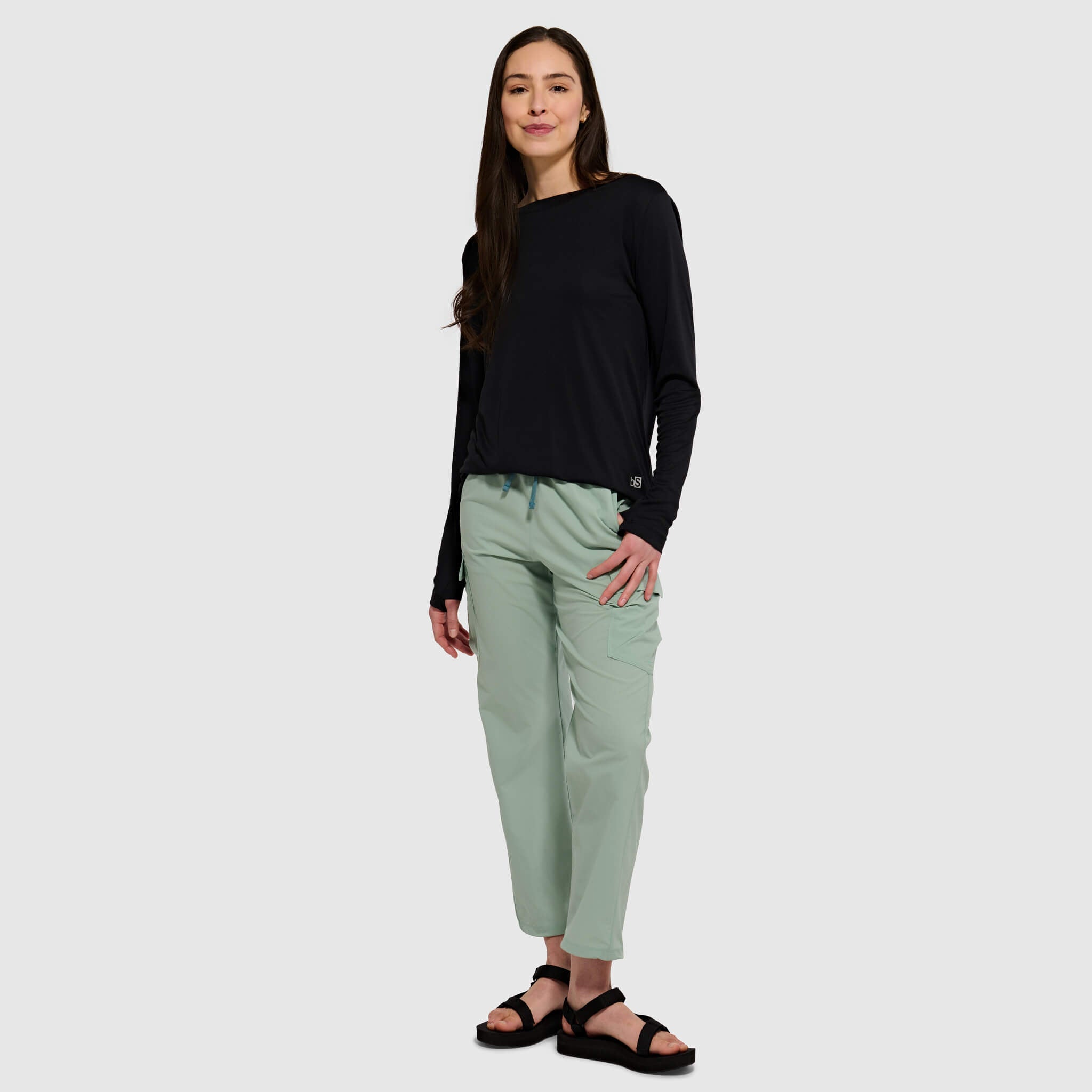 Women's Brackish Crewneck Long Sleeve BlackStrap #color_black