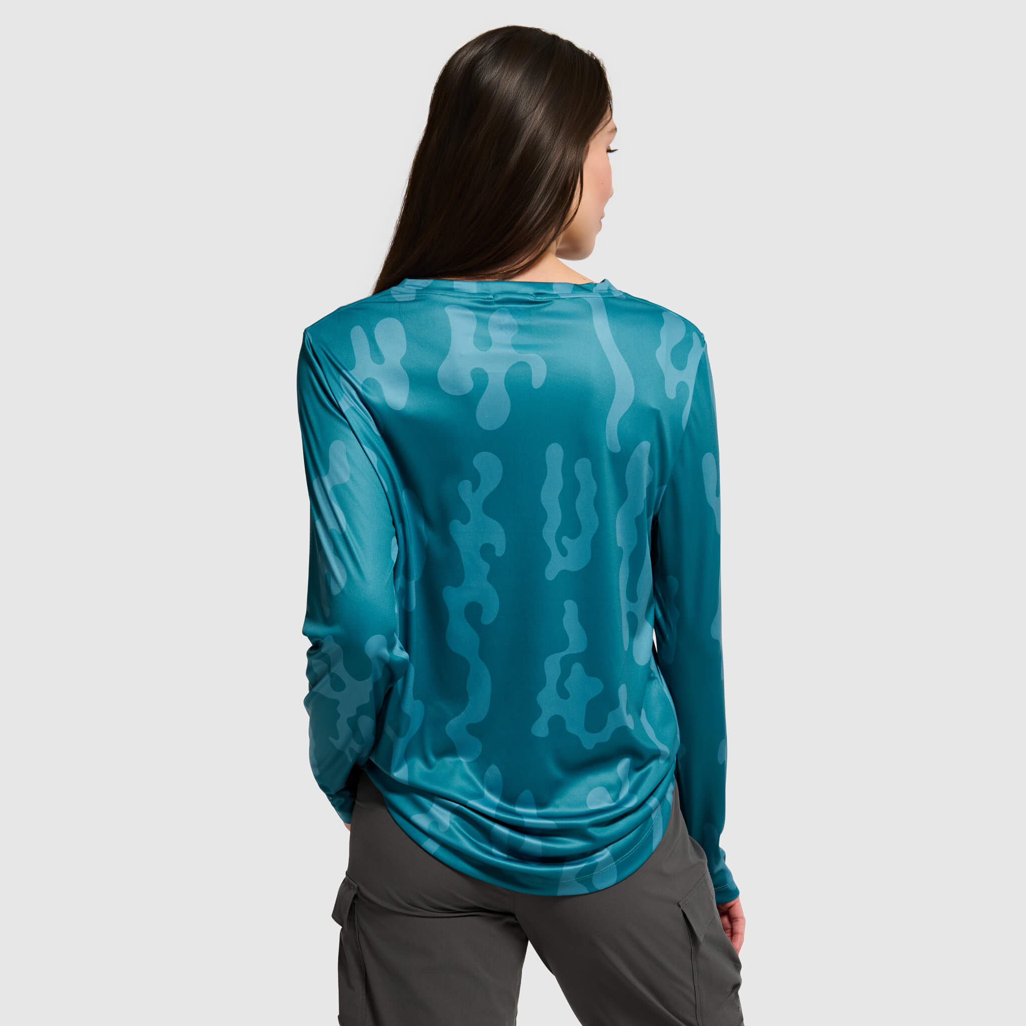 Women's Brackish Crewneck Long Sleeve BlackStrap #color_corally surge