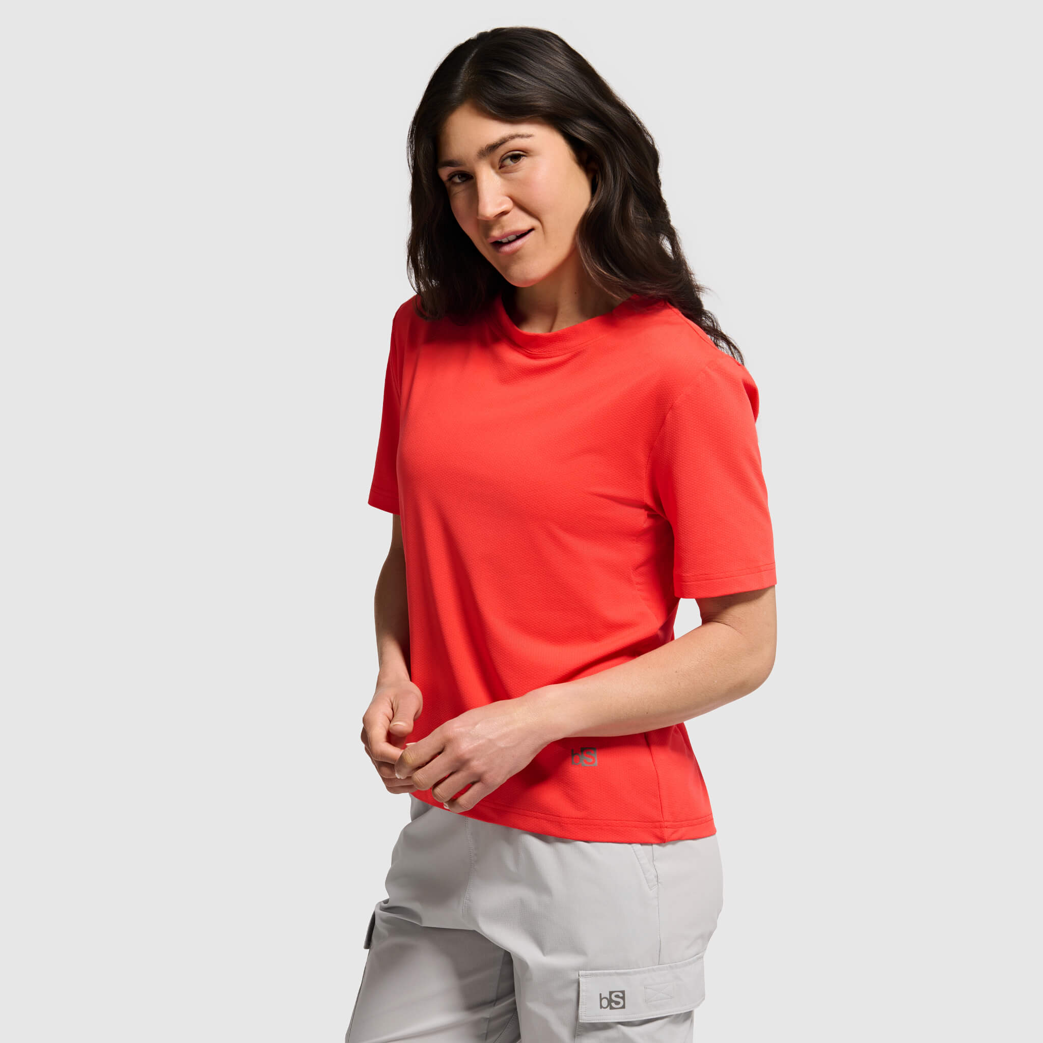 Women's Voyage Tee Shirt BlackStrap #color_poppy