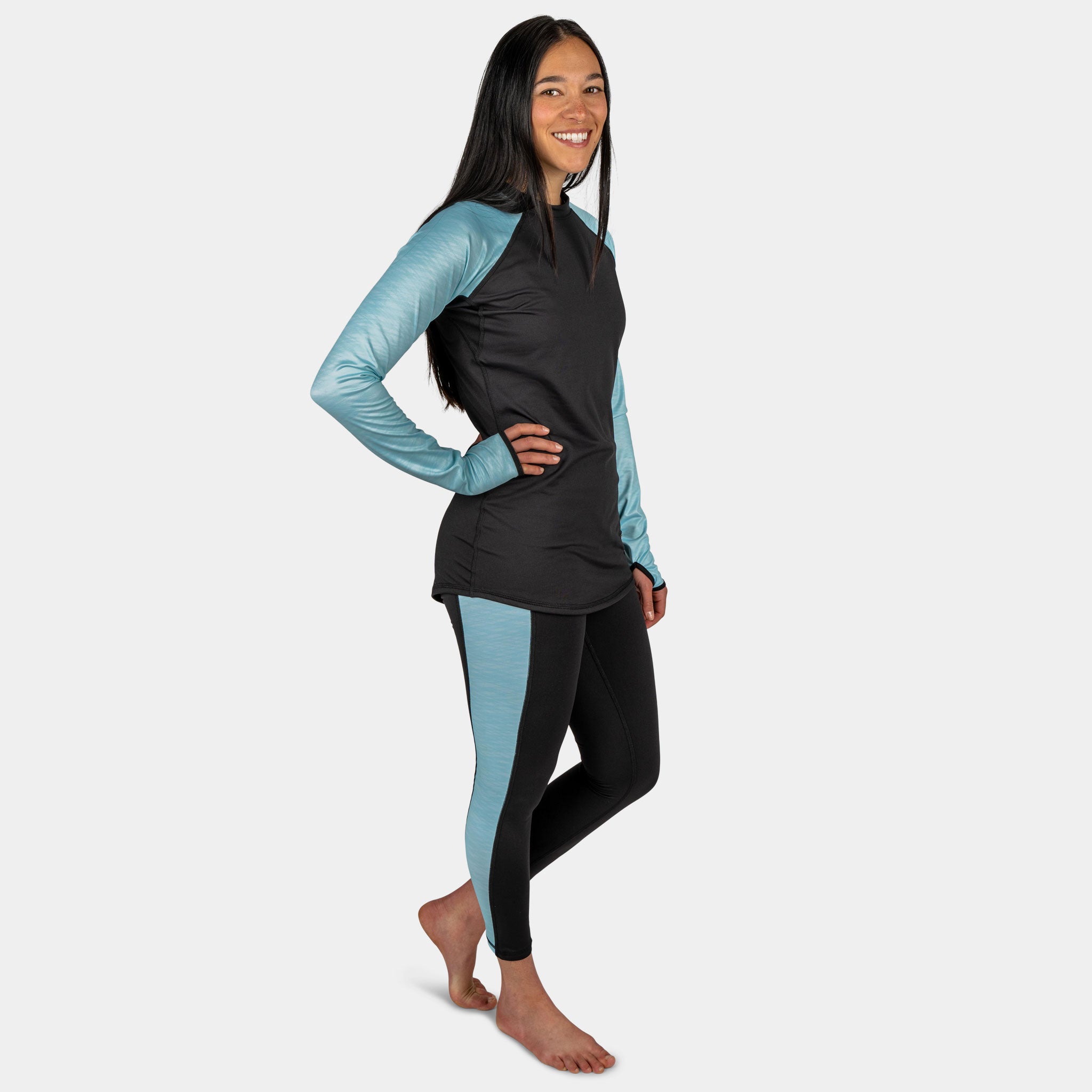 Women's Therma Base Layer Leggings BlackStrap #color_hatched teal