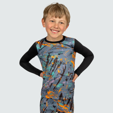 Kids' Therma Base Layer Crewneck BlackStrap #color_splash-glow