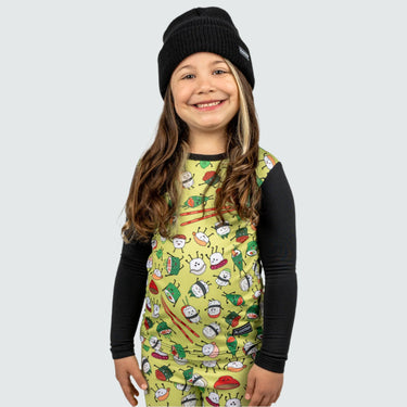 Kids' Therma Base Layer Crewneck BlackStrap #color_sushi-wasabi