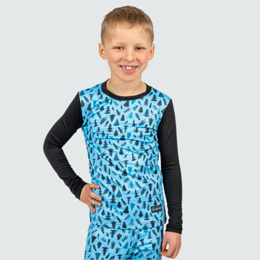 Kids' Therma Base Layer Crewneck BlackStrap #color_trees-aqua