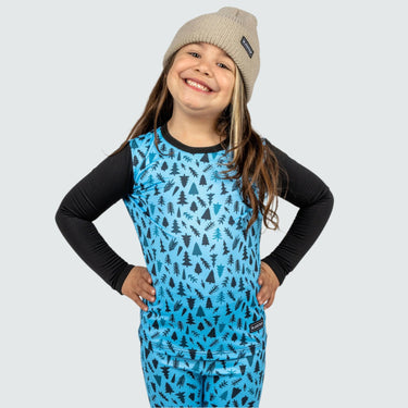 Kids' Therma Base Layer Crewneck BlackStrap #color_trees-aqua