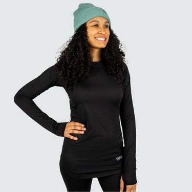 Women's Cloudchaser Base Layer Crewneck BlackStrap #color_black