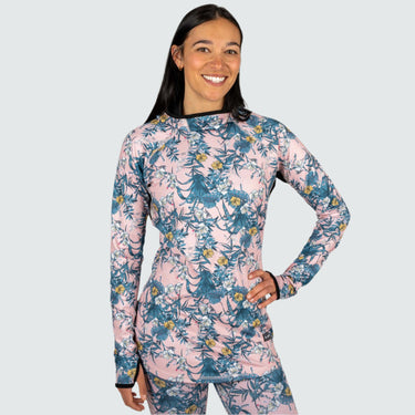 Women's Cloudchaser Base Layer Hoodie BlackStrap #color_floral-zen