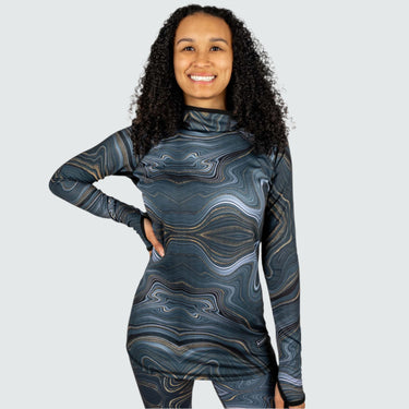 Women's Cloudchaser Base Layer Hoodie BlackStrap #color_geode-black