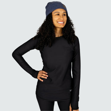 Women's Pinnacle All-Season Base Layer Crewneck BlackStrap #color_black