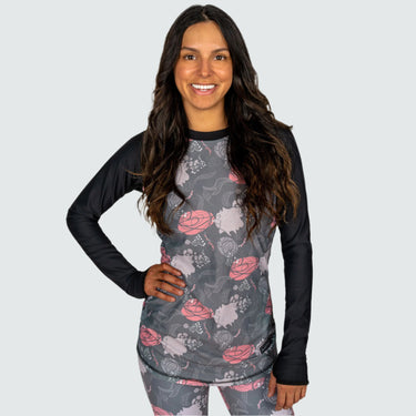 Women's Pinnacle All-Season Base Layer Crewneck BlackStrap #color_peachy