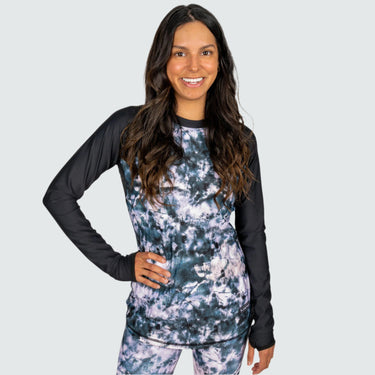 Women's Pinnacle All-Season Base Layer Crewneck BlackStrap #color_tie-dye-rose