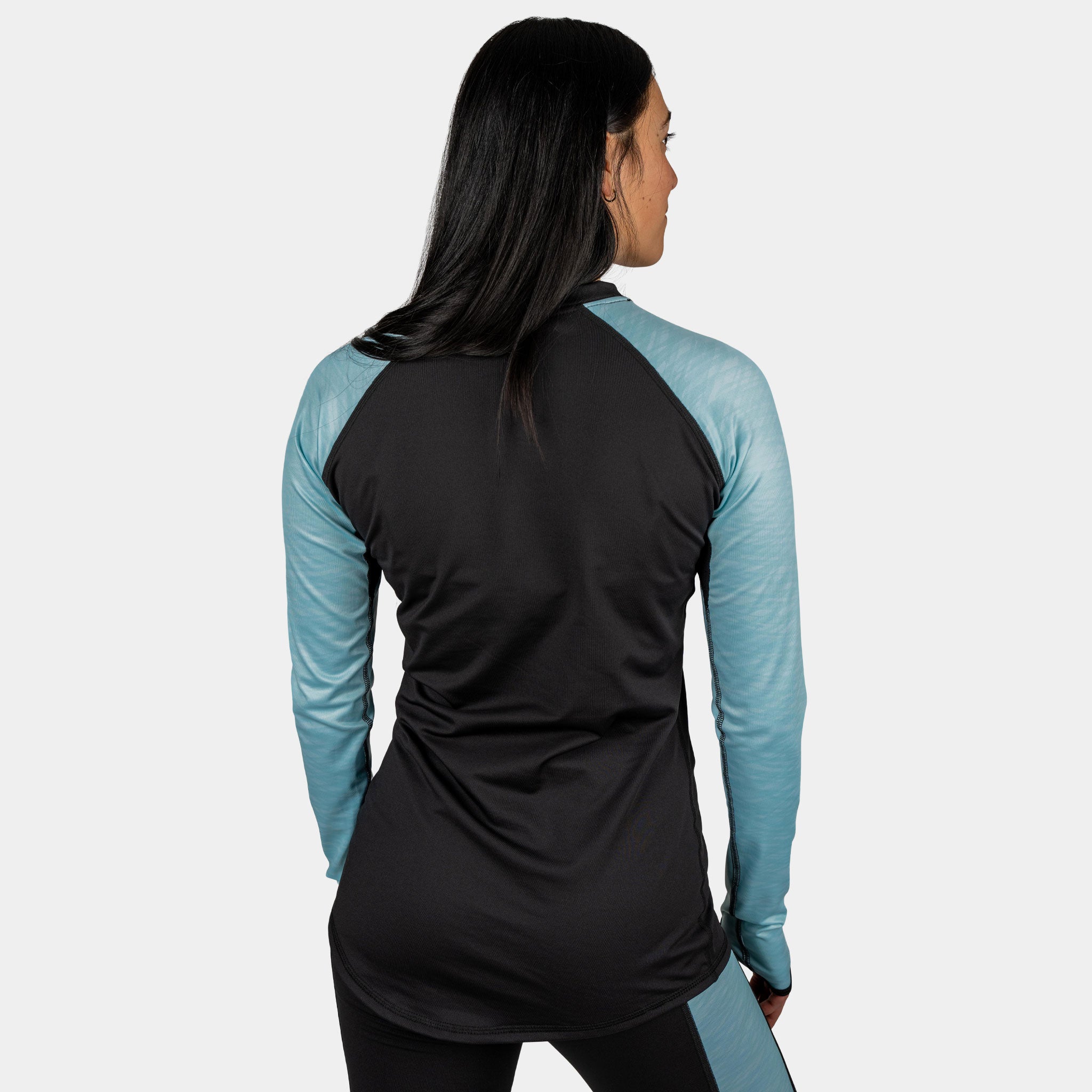 Women's Therma Base Layer Crewneck BlackStrap #color_hatched teal