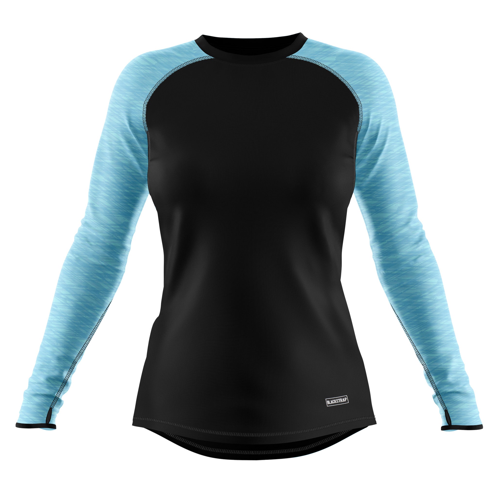 Women's Therma Base Layer Crewneck BlackStrap Hatched Teal XS #color_hatched teal
