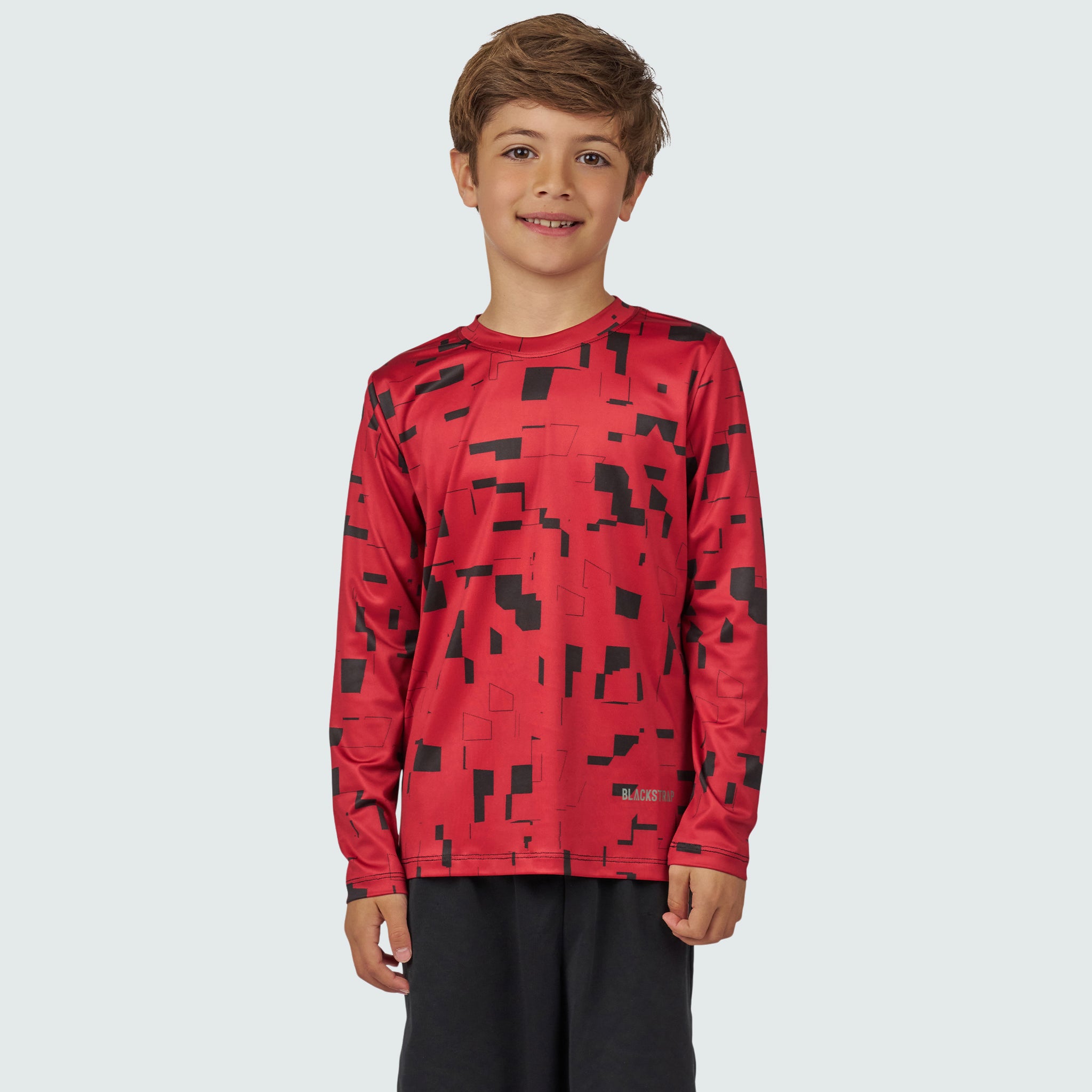 Kids' Brackish Crewneck Long Sleeve BlackStrap #color_blocks-scarlet