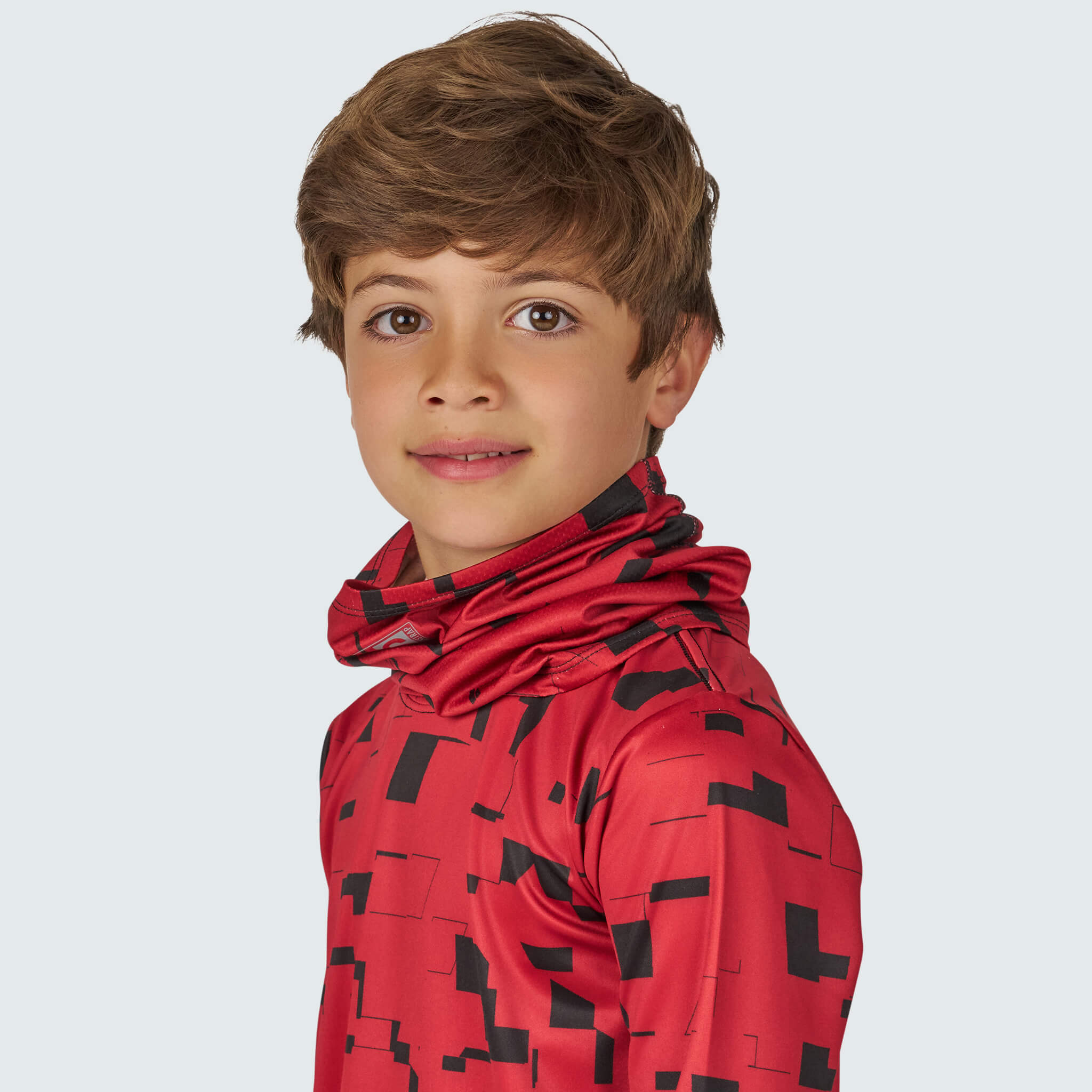 Kids' Daily Tube Neck Gaiter BlackStrap #color_blocks-scarlet