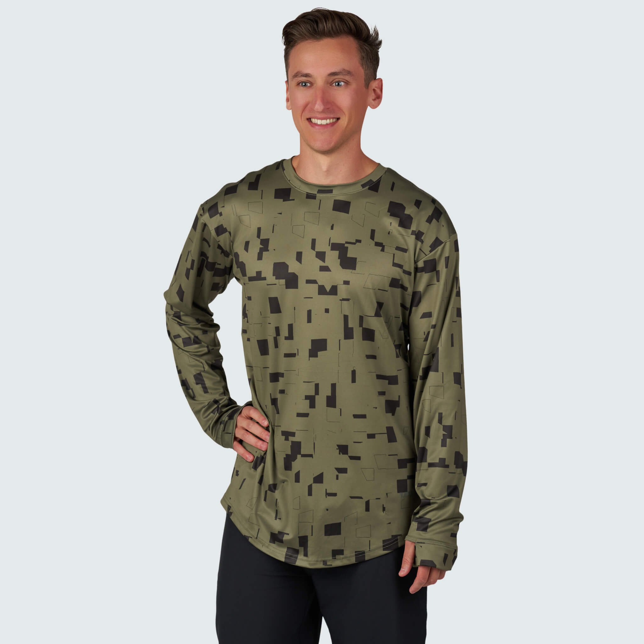 Men's Brackish Crewneck Long Sleeve BlackStrap #color_blocks-ponderosa