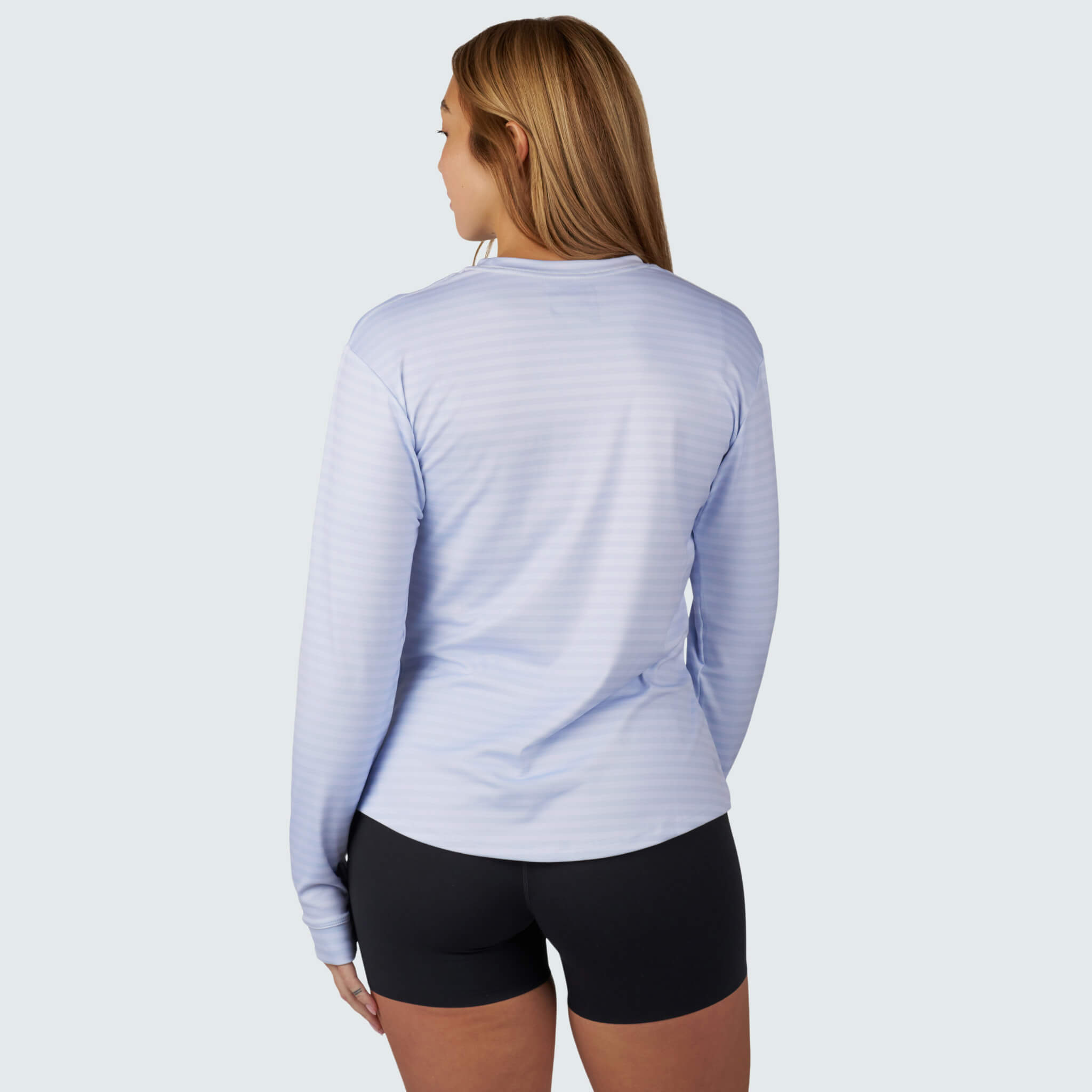 Women's Brackish Crewneck Long Sleeve BlackStrap #color_stripes-flax