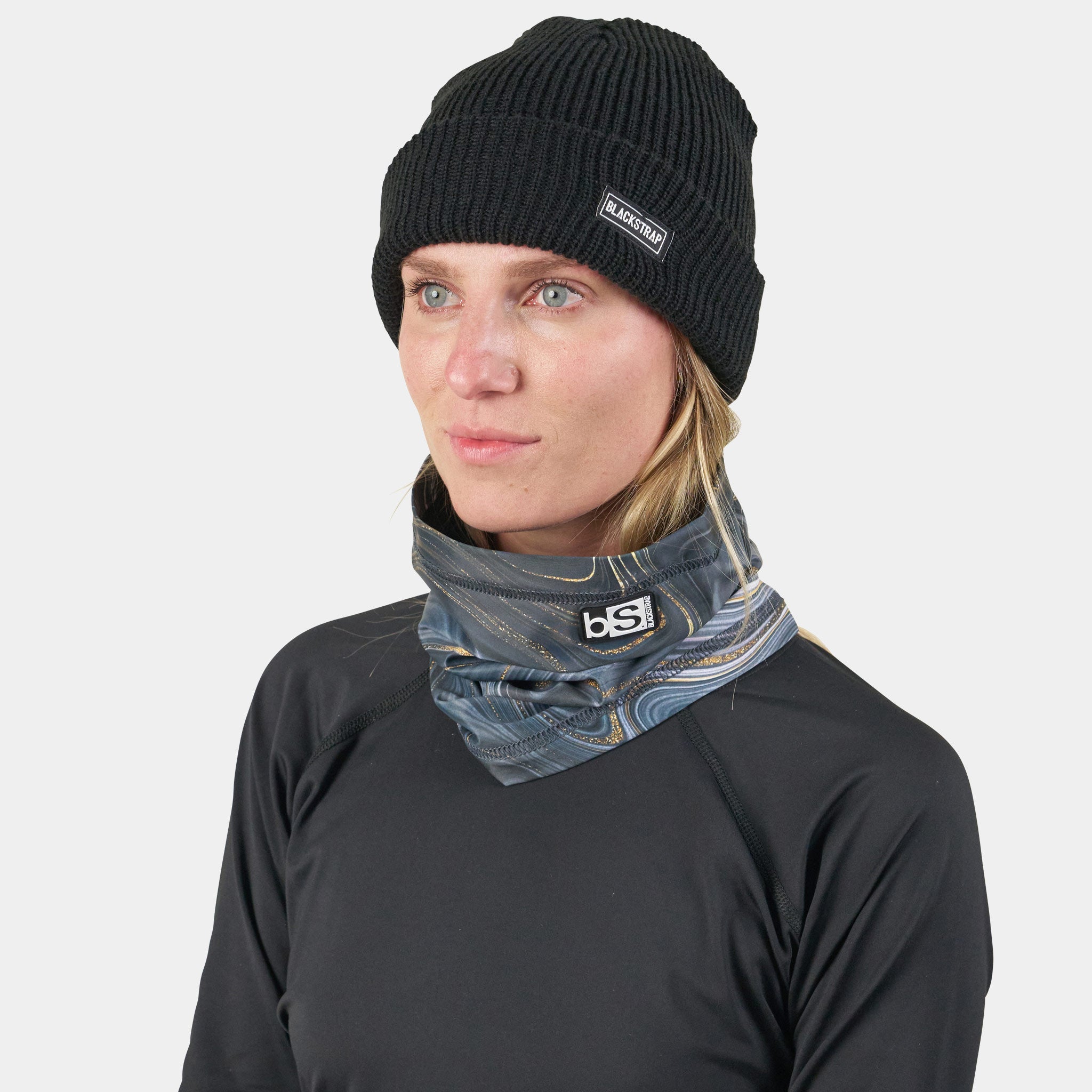 Dual Layer Tube Neck Warmer | Prints BlackStrap Geode Black #color_geode black